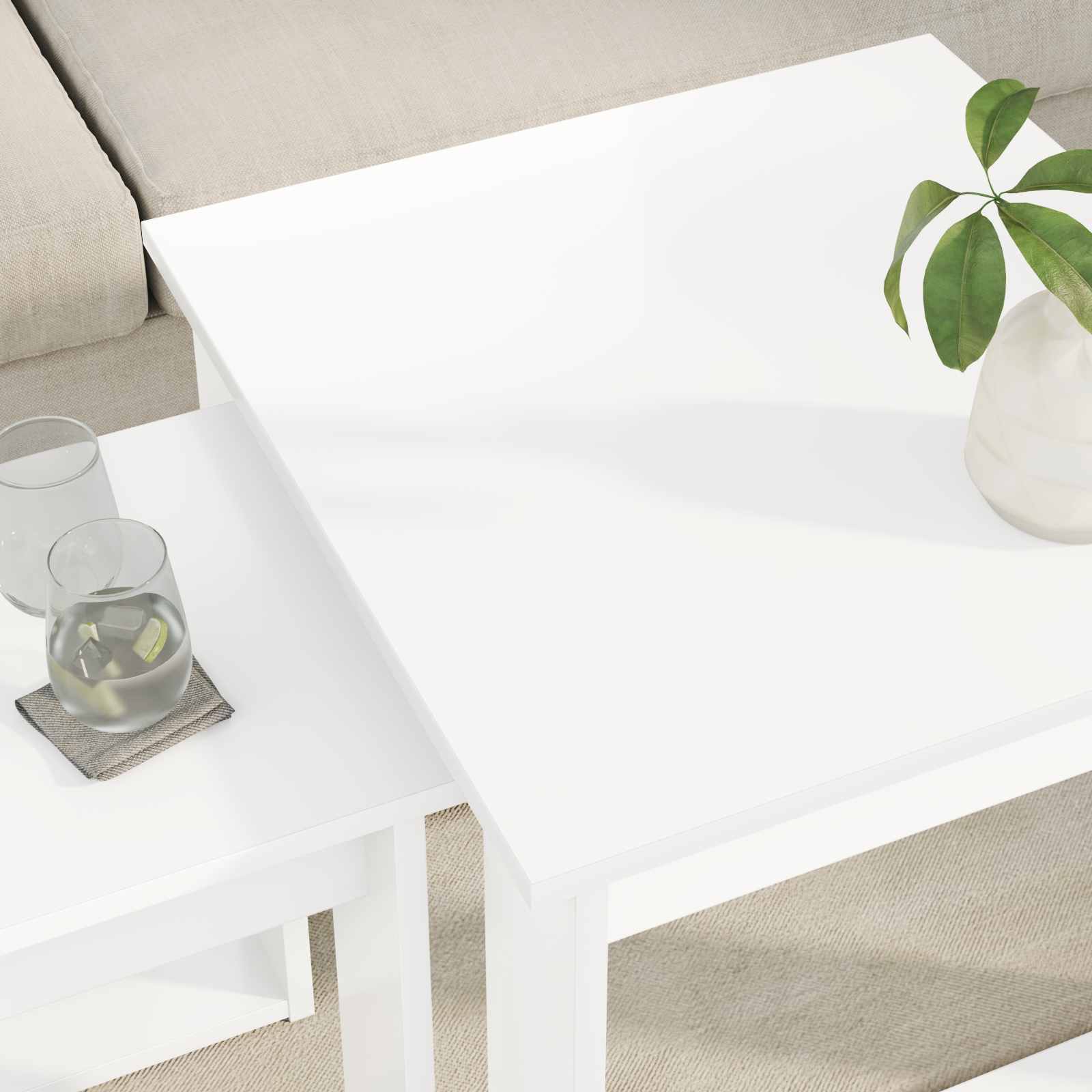 Set stolića za kavu 2 pcs Bijelo Konstruirano drvo