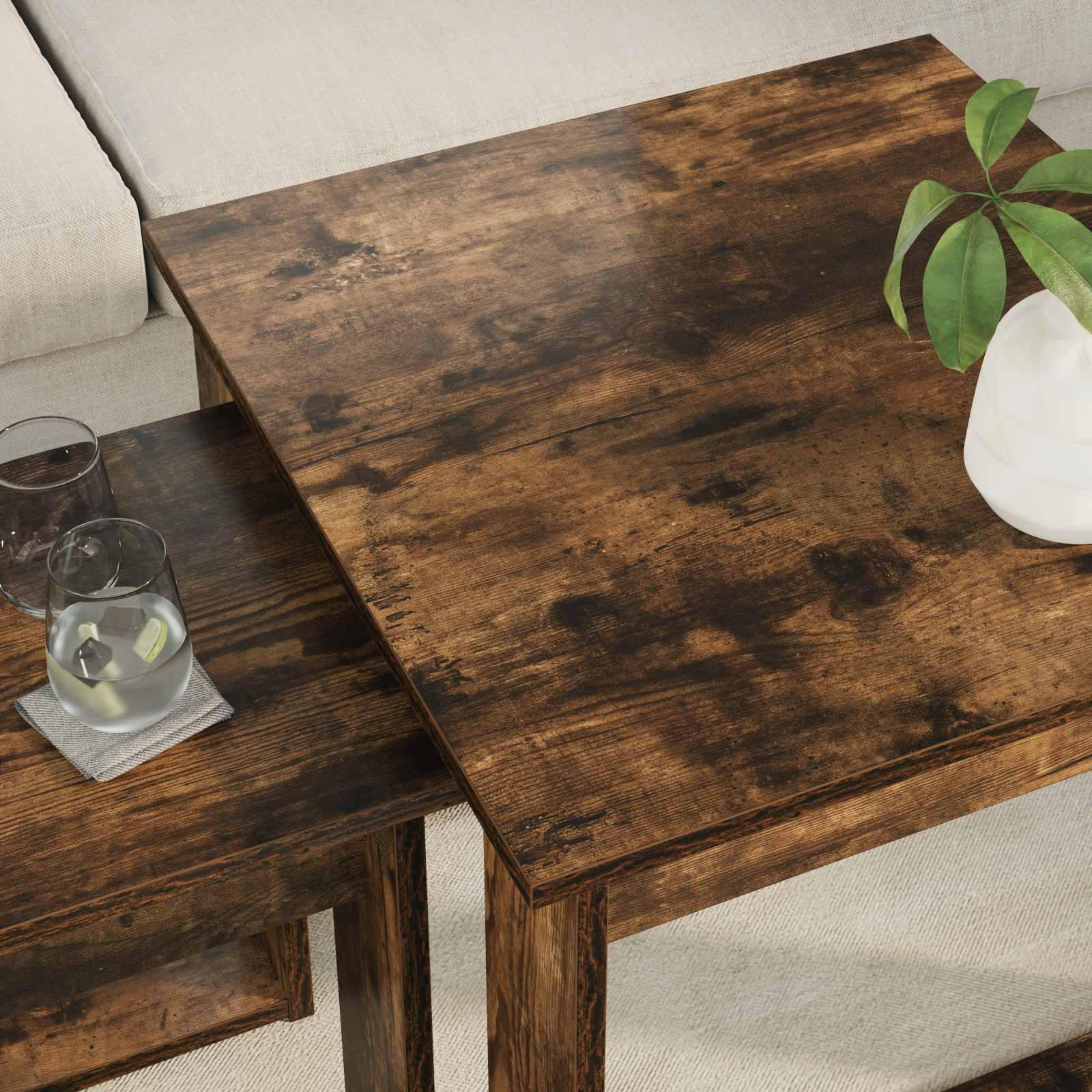 Set stolića za kavu 2 pcs Dimljeni hrast Konstruirano drvo