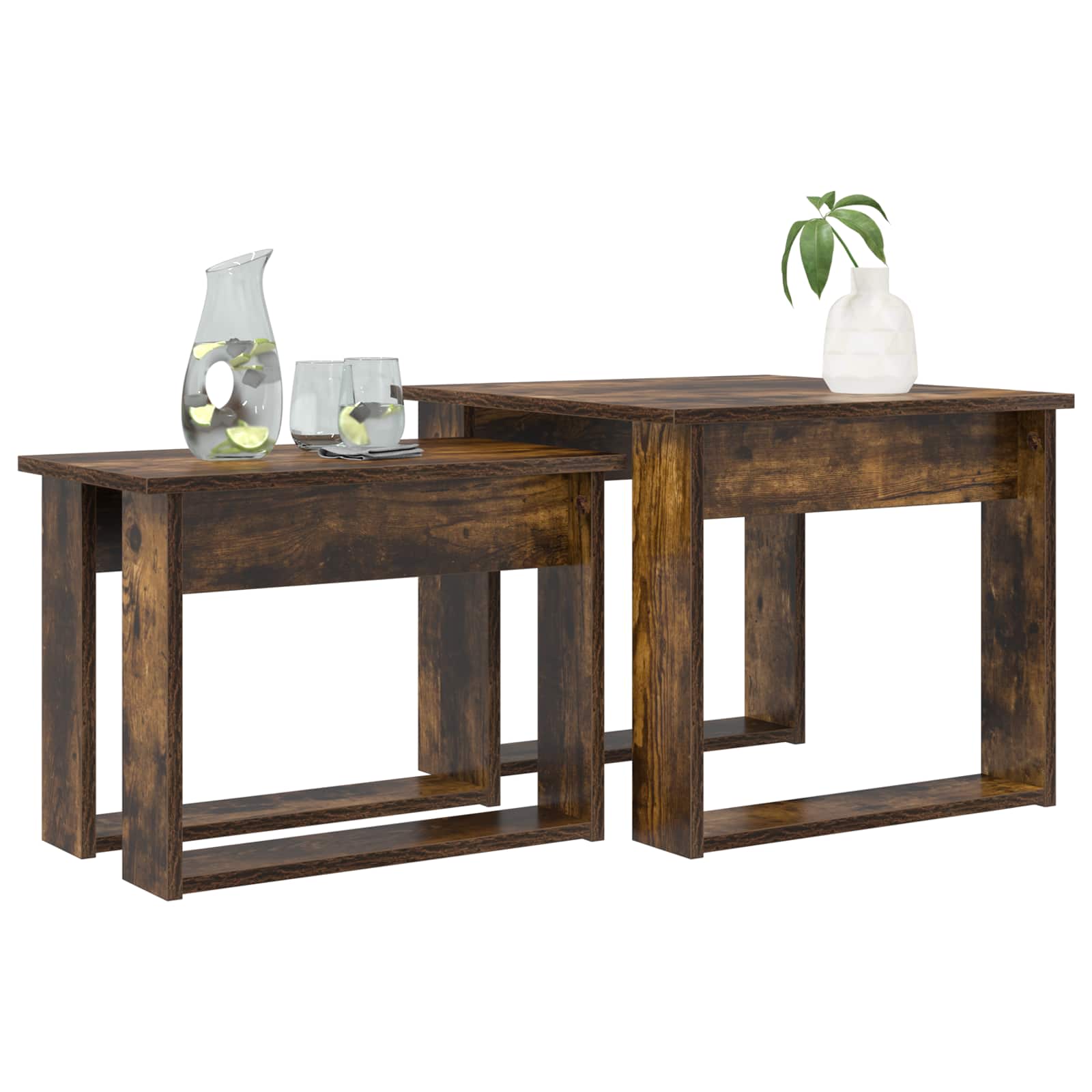 Set stolića za kavu 2 pcs Dimljeni hrast Konstruirano drvo