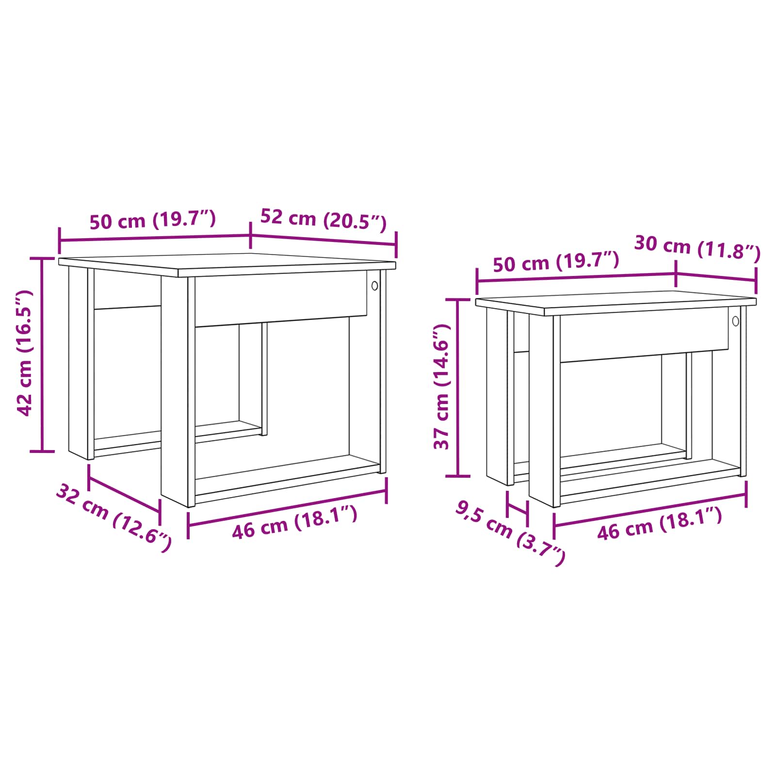 Set stolića za kavu 2 pcs Umjetnički hrast Konstruirano drvo