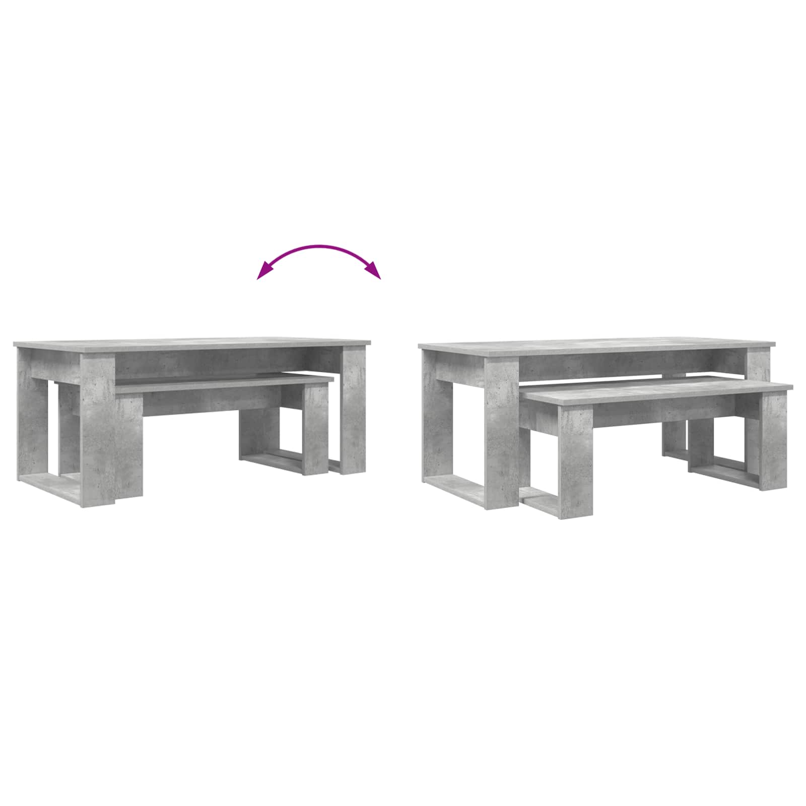Set stolića za kavu 2 pcs Betonski sivi Konstruirano drvo