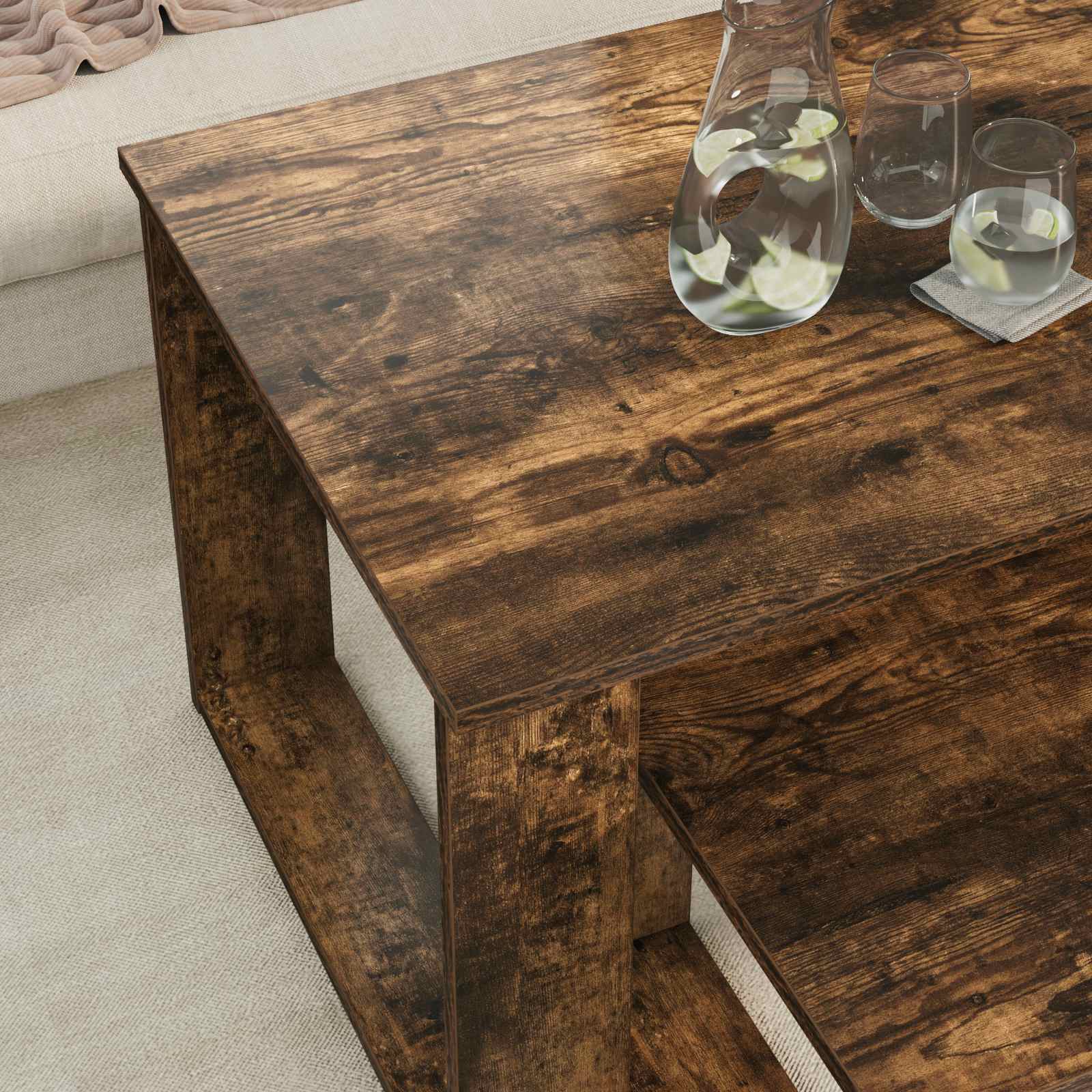 Set stolića za kavu 2 pcs Dimljeni hrast Konstruirano drvo