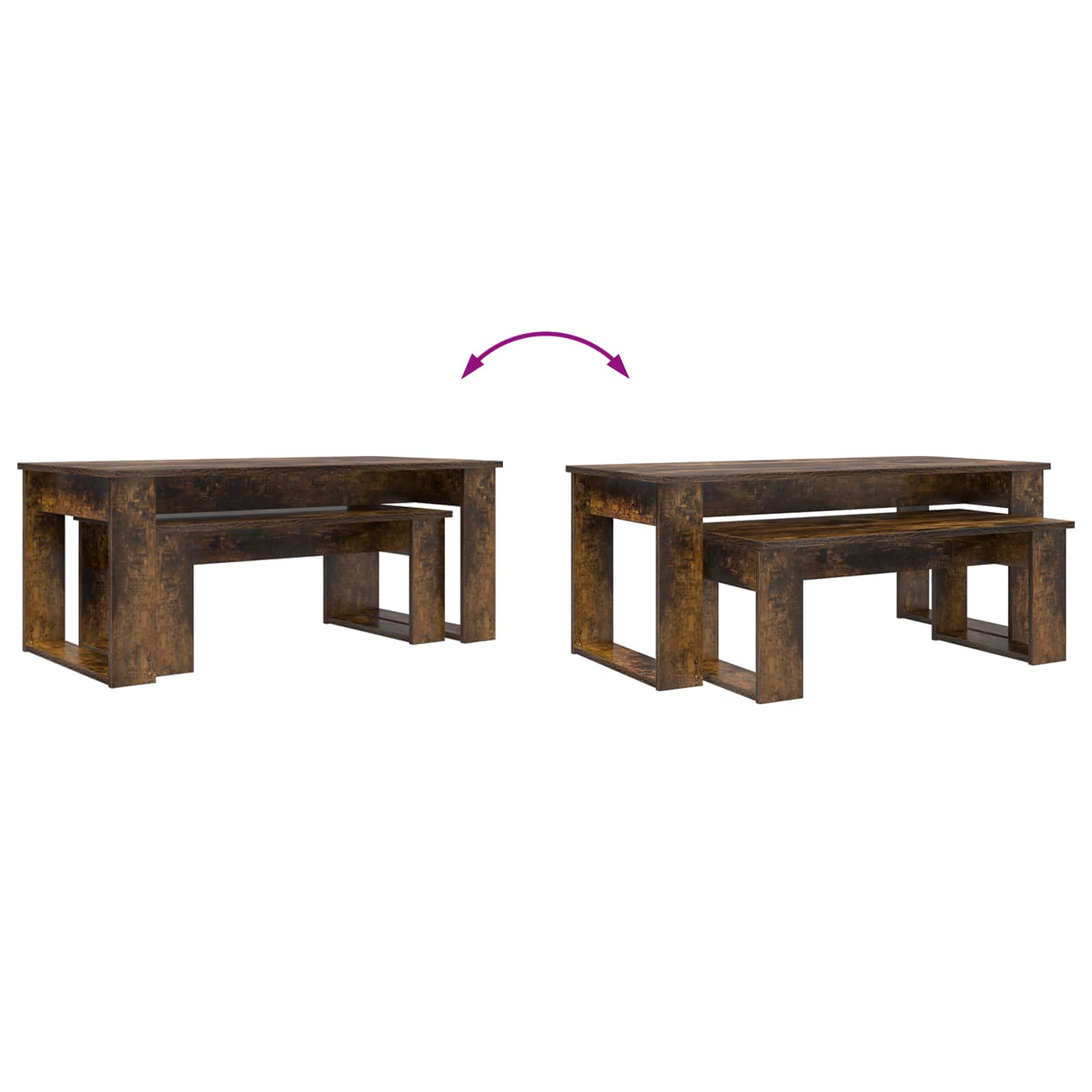 Set stolića za kavu 2 pcs Dimljeni hrast Konstruirano drvo