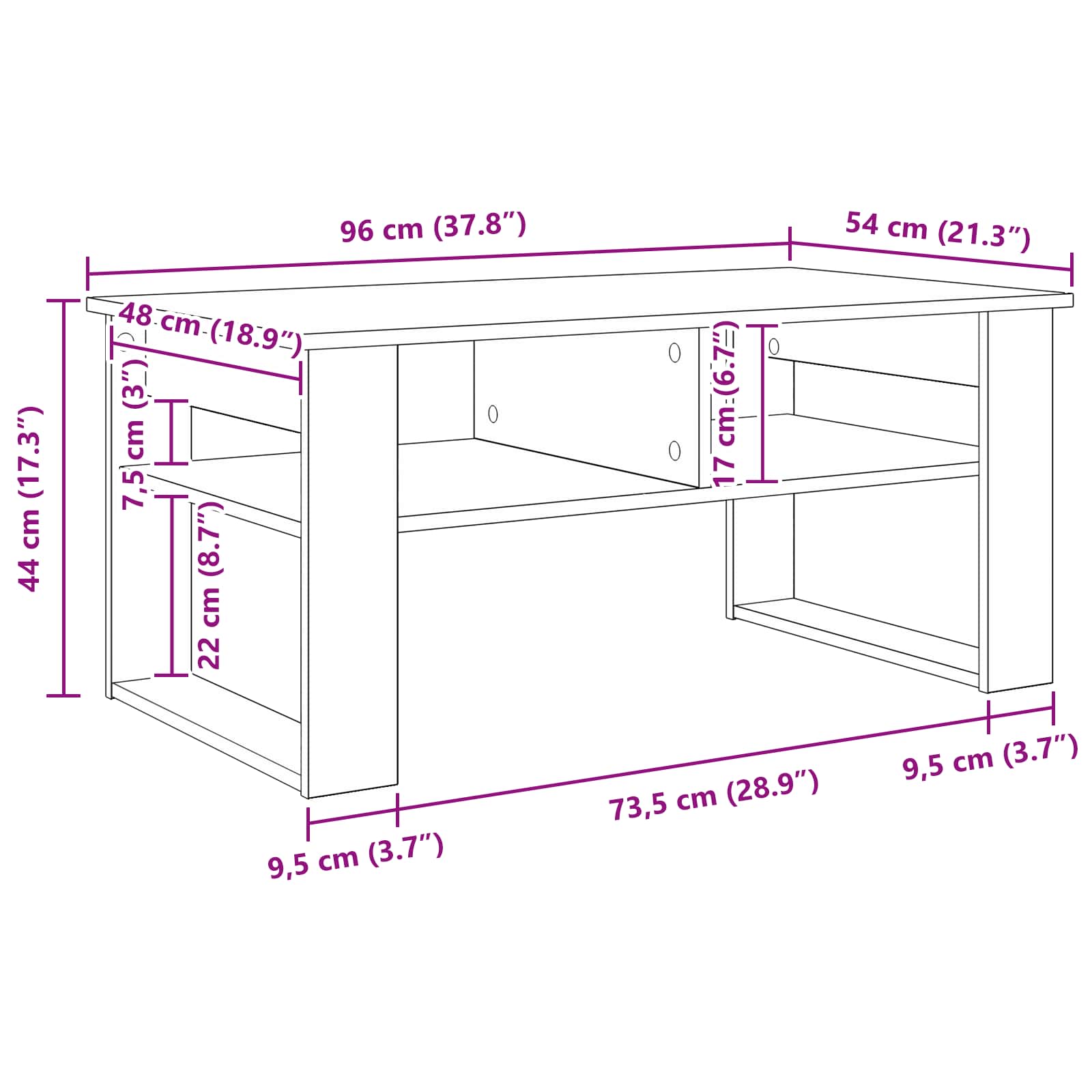 Kava Stol Sonoma hrast 96 x 54 x 44 cm Konstruirano drvo