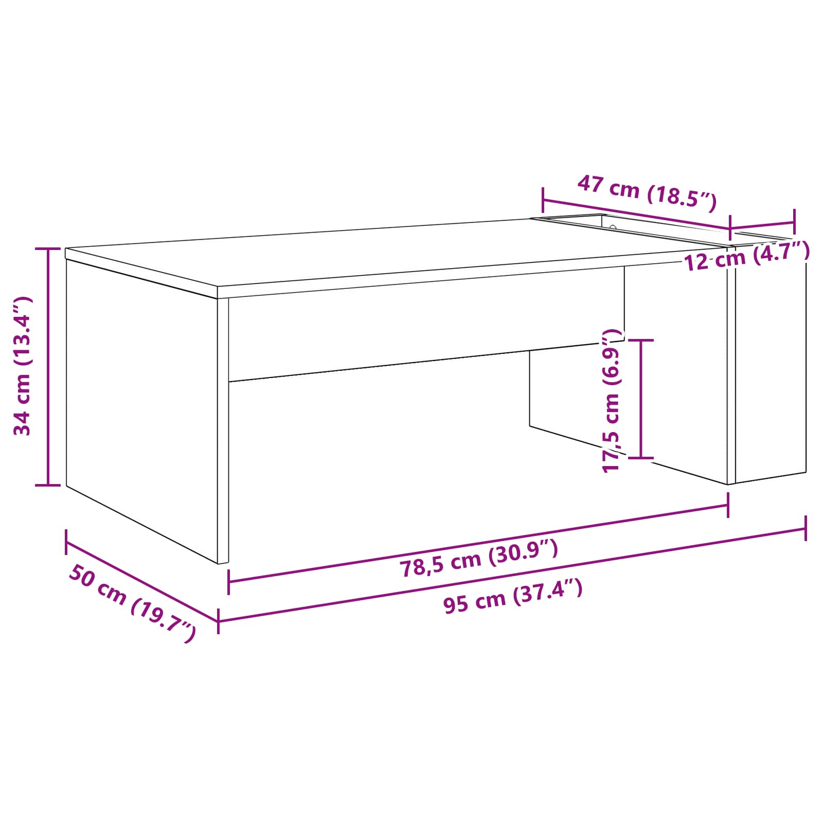 Kava Stol Staro drvo 95 x 50 x 34 cm Konstruirano drvo