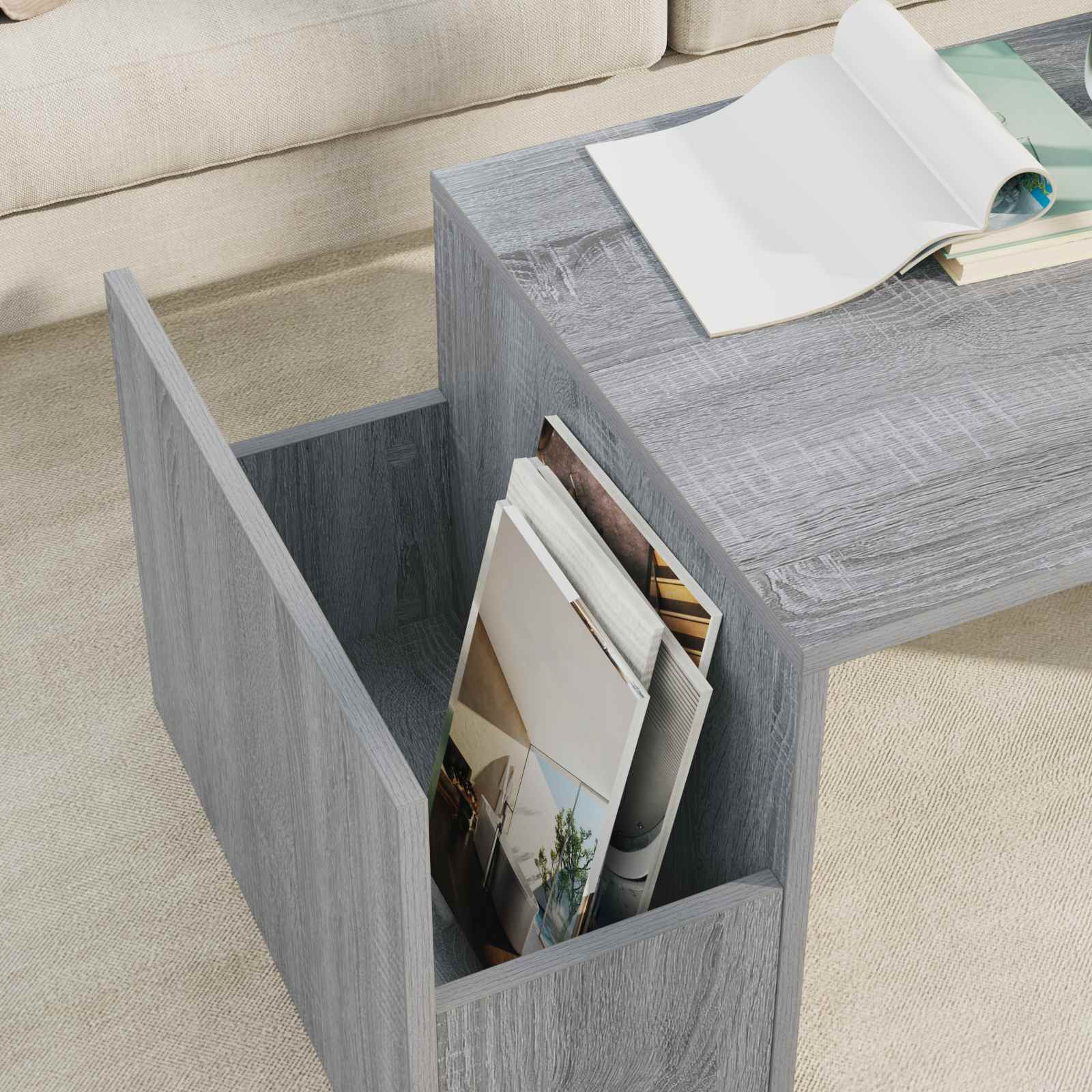 Kava Stol Siva Sonoma 90 x 45 x 35 cm Konstruirano drvo
