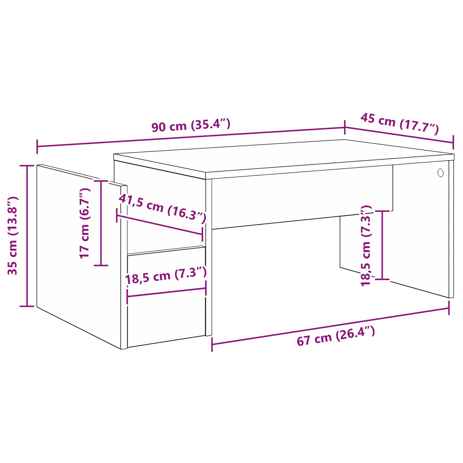 Kava Stol Siva Sonoma 90 x 45 x 35 cm Konstruirano drvo
