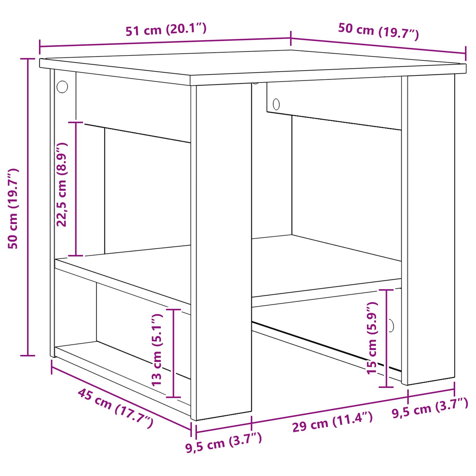 Kava Stol Sonoma hrast 51 x 50 x 50 cm Konstruirano drvo
