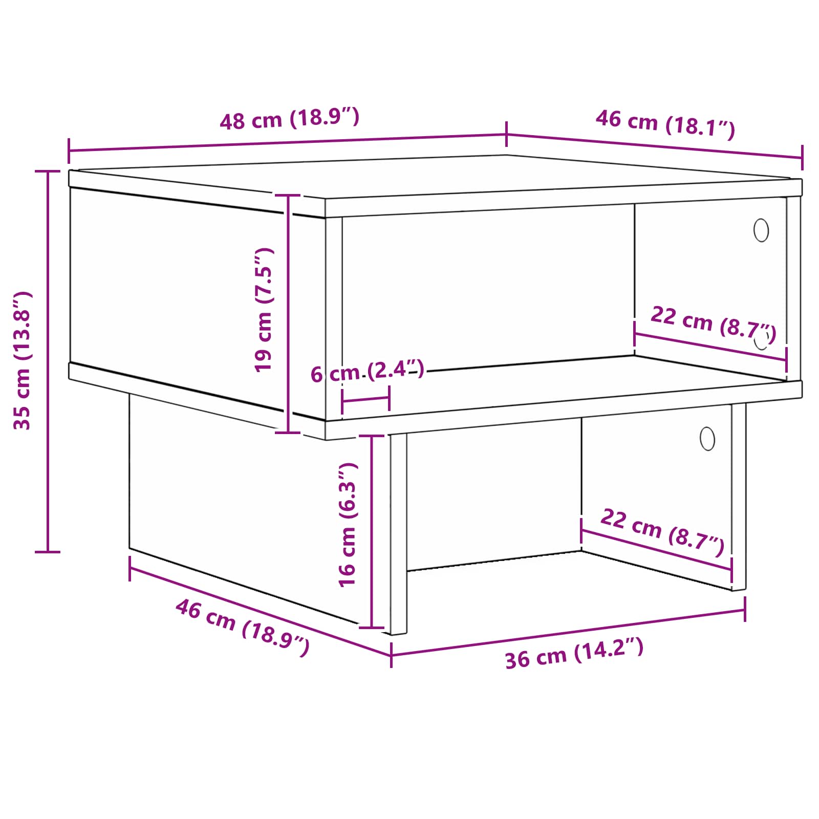 Kava Stol Sonoma hrast 48 x 46 x 35 cm Konstruirano drvo