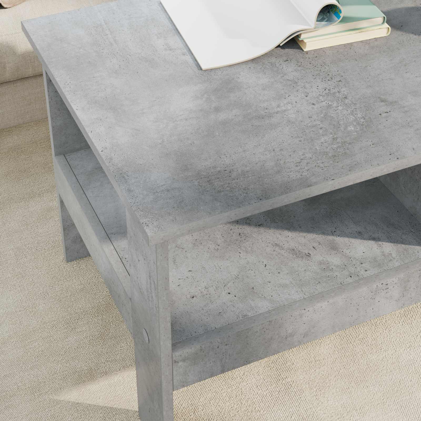 Kava Stol Betonski sivi 90 x 50 x 45 cm Konstruirano drvo