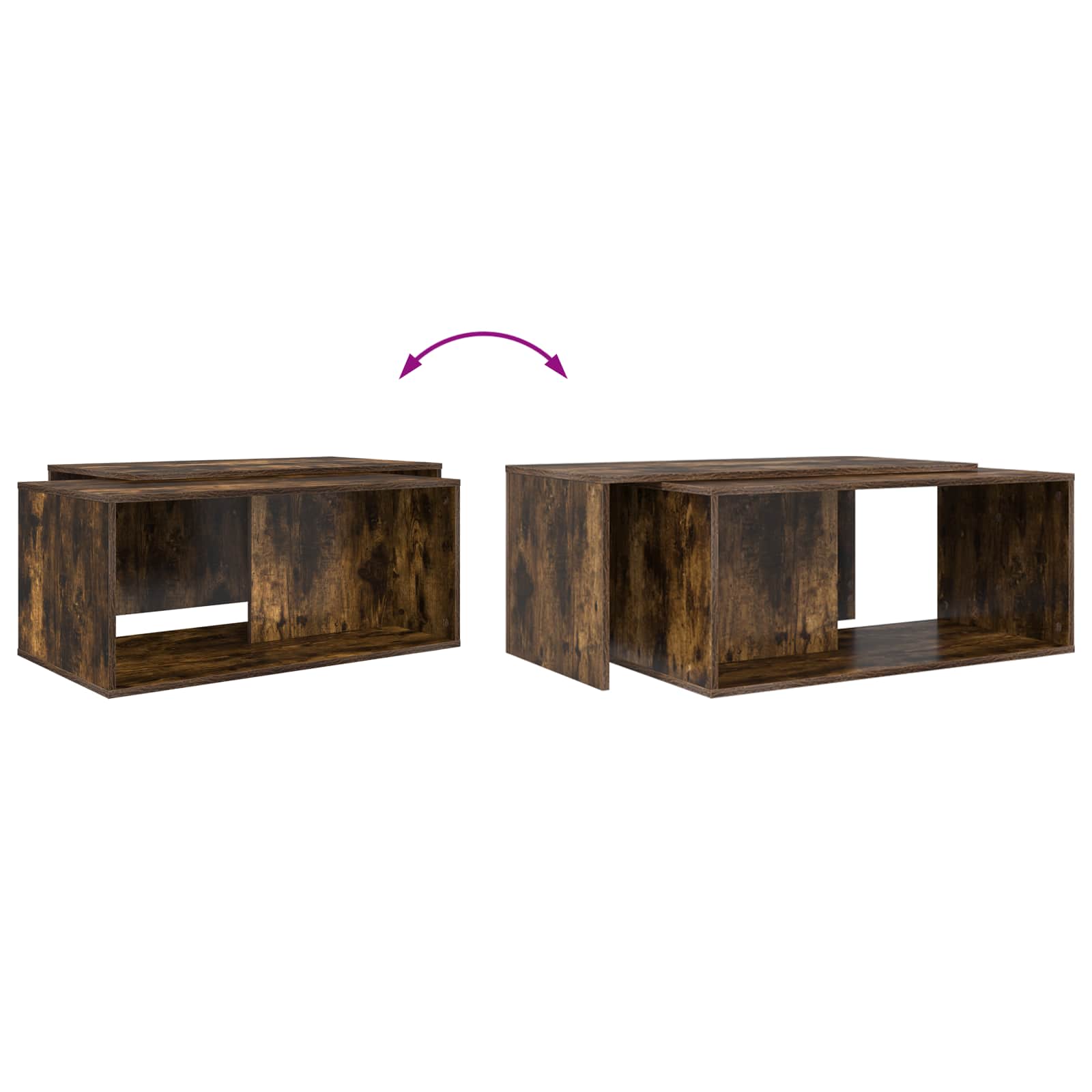 Set stolića za kavu 2 pcs Dimljeni hrast Konstruirano drvo
