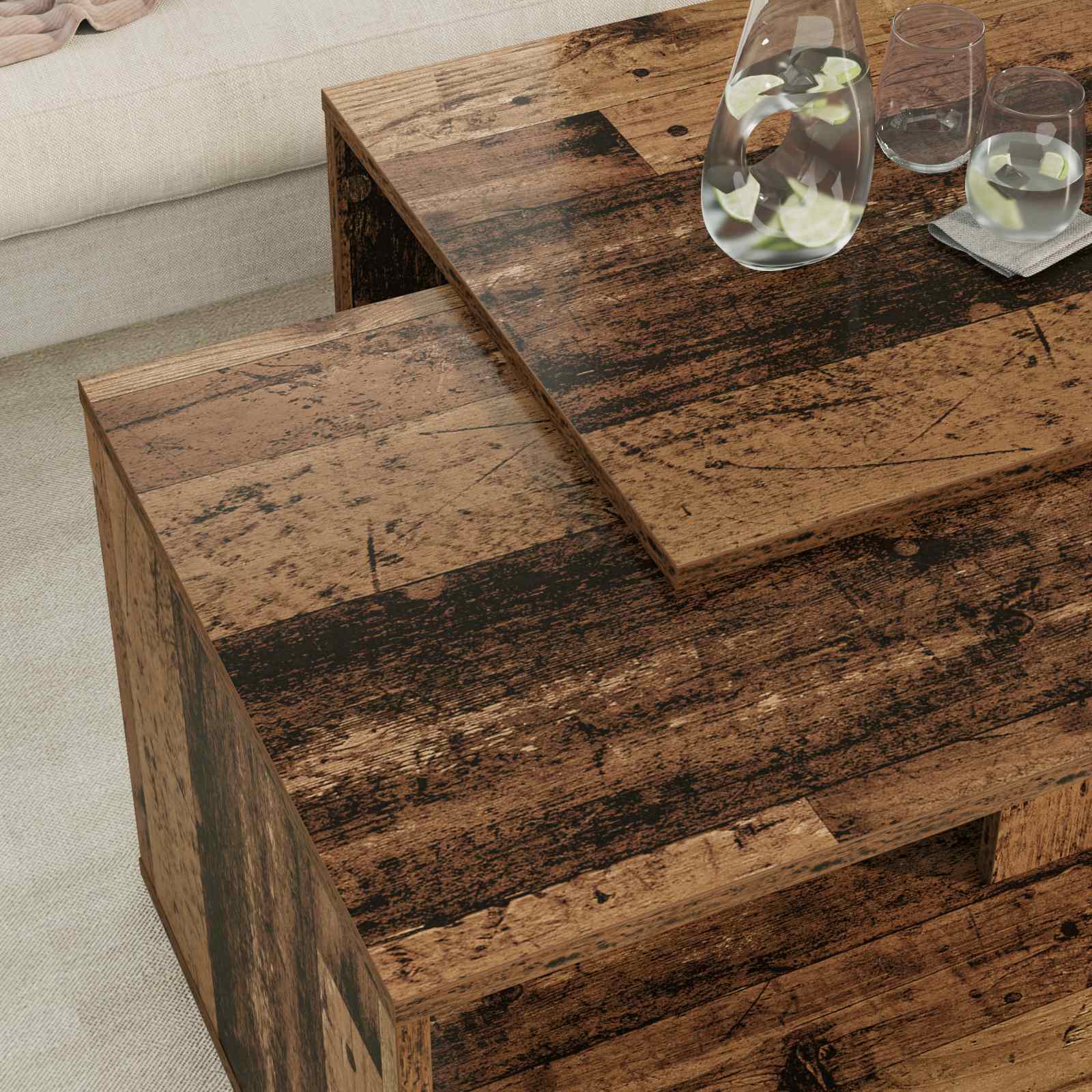 Set stolića za kavu 2 pcs Staro drvo Konstruirano drvo