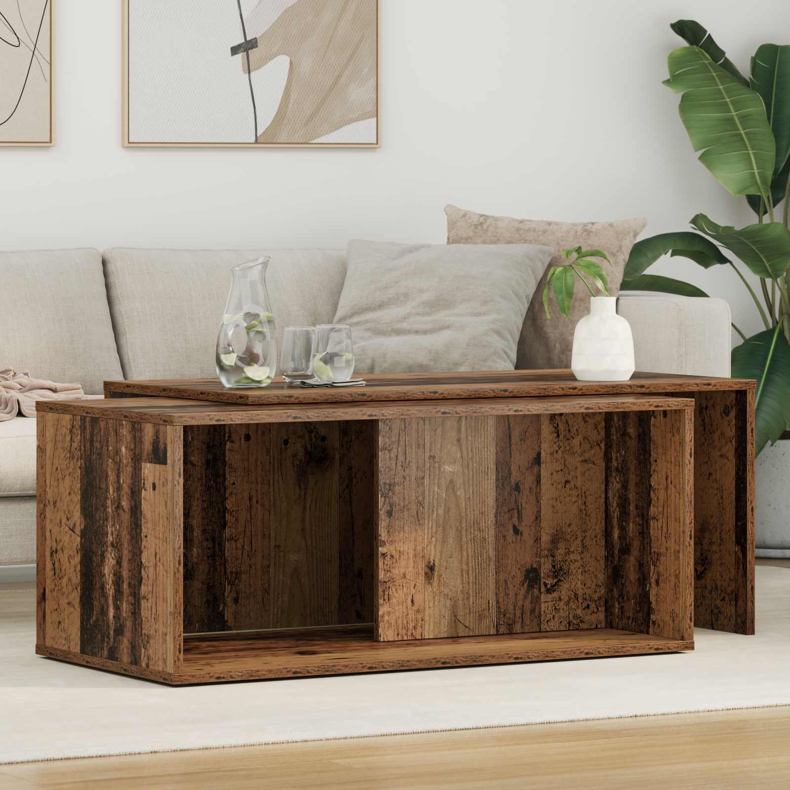 Set stolića za kavu 2 pcs Staro drvo Konstruirano drvo