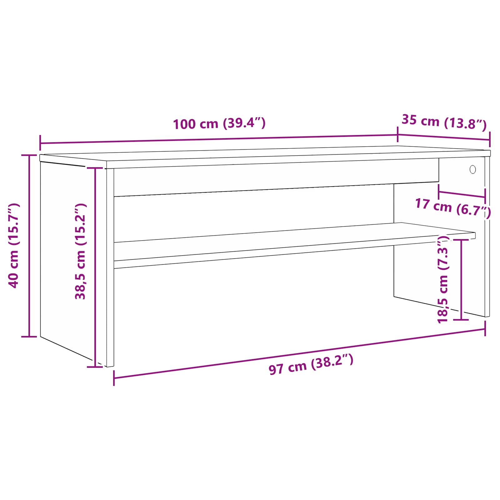 TV ormar Umjetnički hrast 100 x 35 x 40 cm Konstruirano drvo