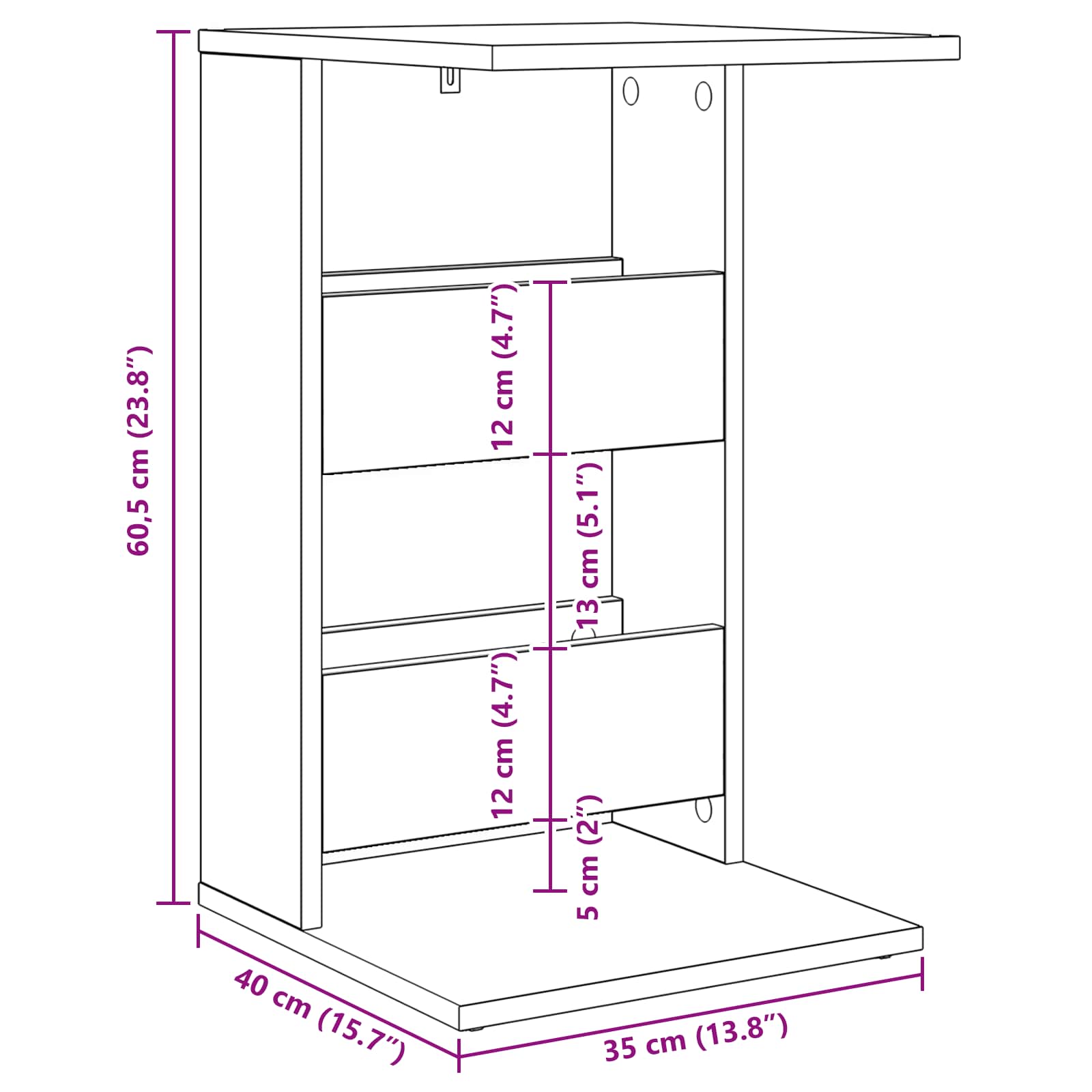 Bocni stol Bijelo 40 x 35 x 60,5 cm Konstruirano drvo