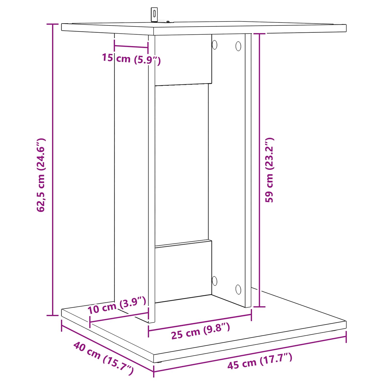 Bocni stol Bijelo 45 x 40 x 62,5 cm Konstruirano drvo