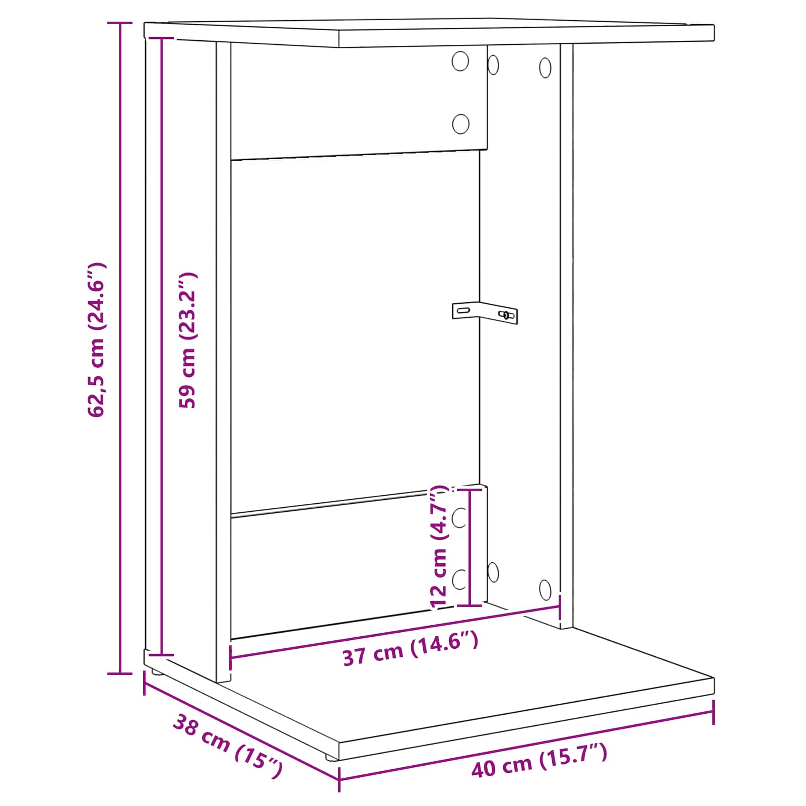 Bocni stol Siva Sonoma 40 x 38 x 62,5 cm Konstruirano drvo