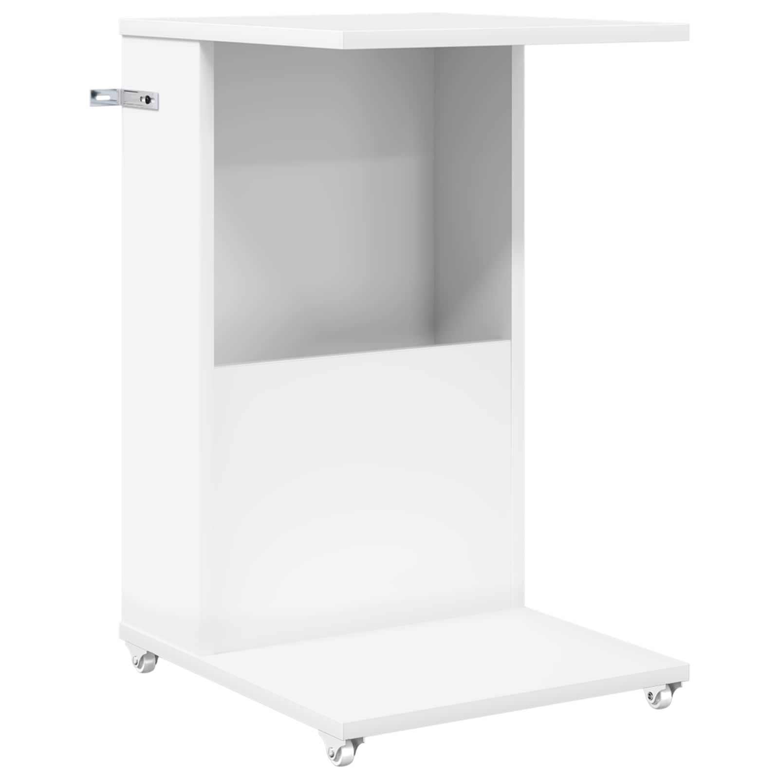 Bocni stol s kotačem Bijelo 40 x 35 x 60 cm Konstruirano drvo