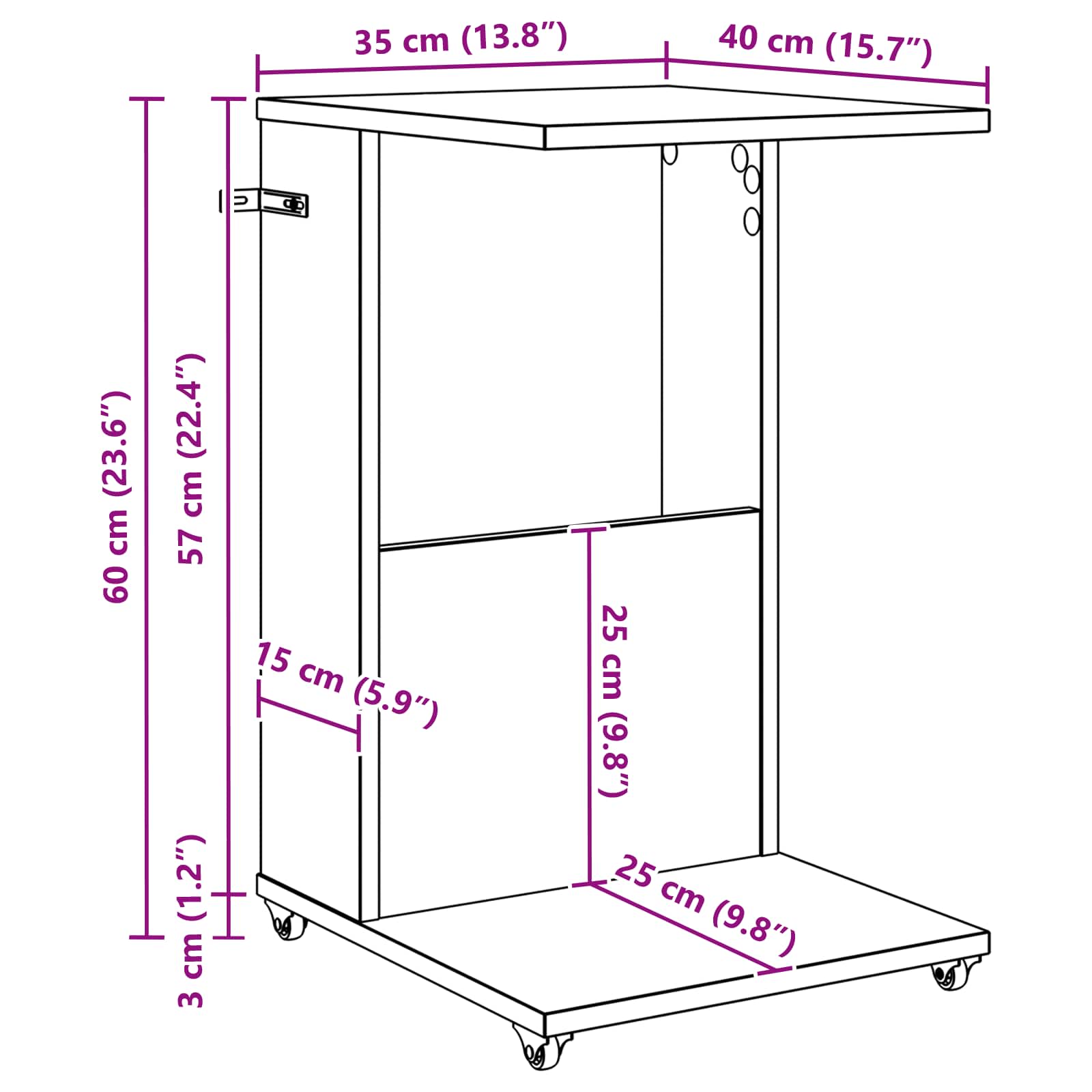 Bocni stol Dimljeni hrast 40 x 35 x 60 cm Konstruirano drvo