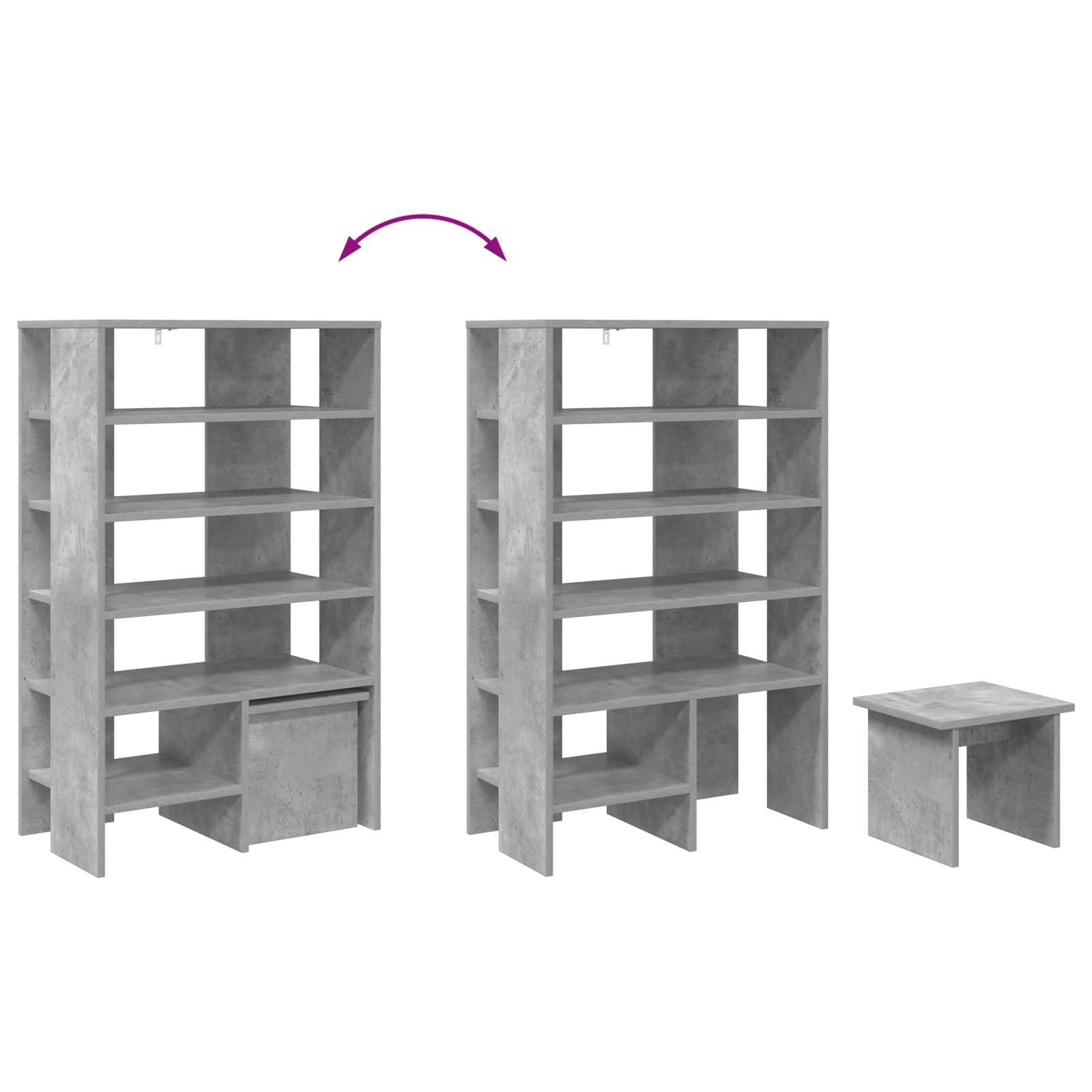 Ormar za cipele s policom 2 pcs Betonski sivi Konstruirano drvo