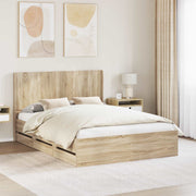 Krevetna konstrukcija s pohranom i uzglavljem Hrast sonoma