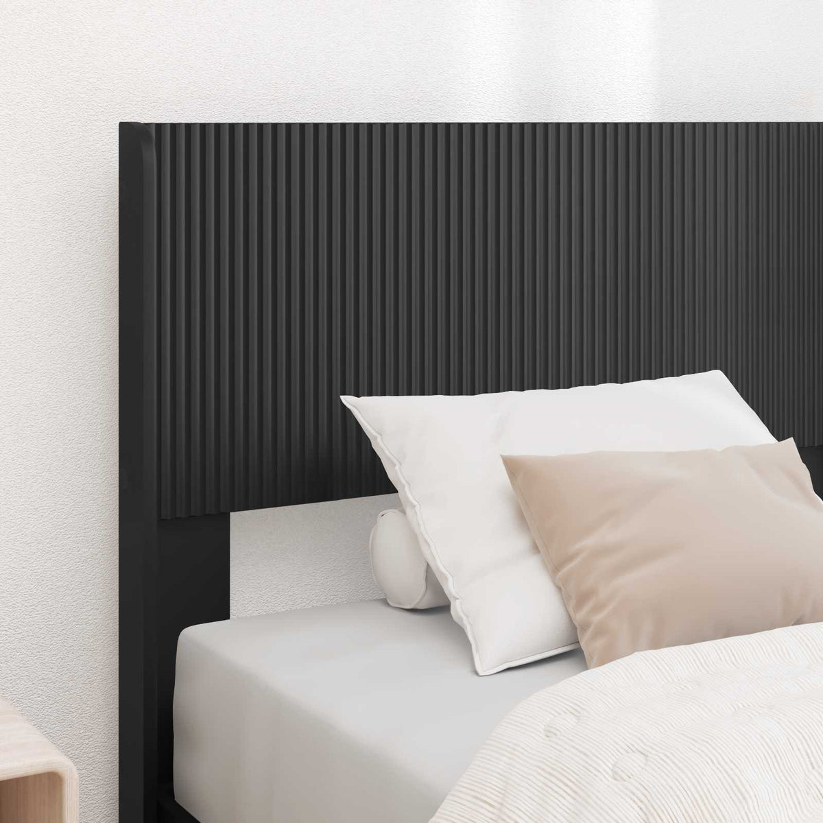 Krevetna konstrukcija s pohranom i uzglavljem Crna 90 x 200 cm