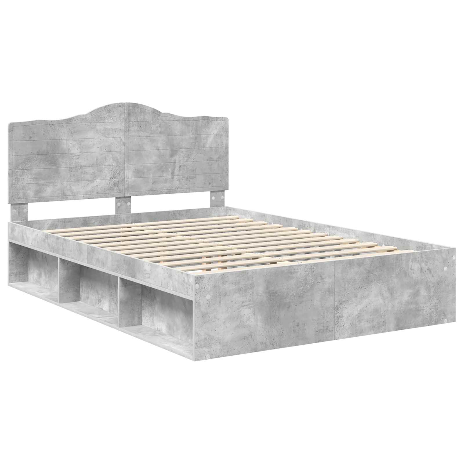 Krevetna konstrukcija Beton 140 x 190 cm Čvrsto borovo drvo