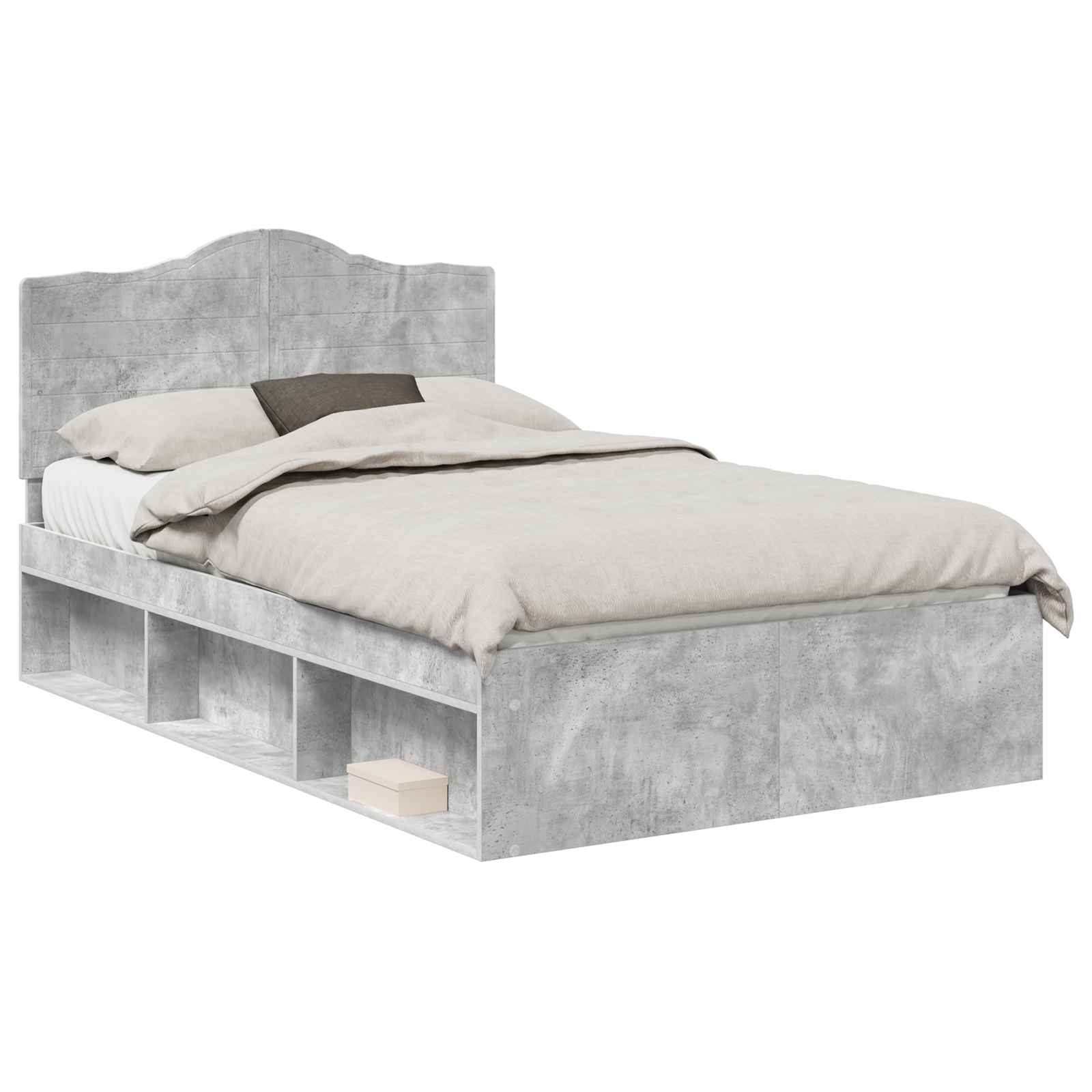Krevetna konstrukcija s uzglavljem Betonska siva 135 x 190 cm