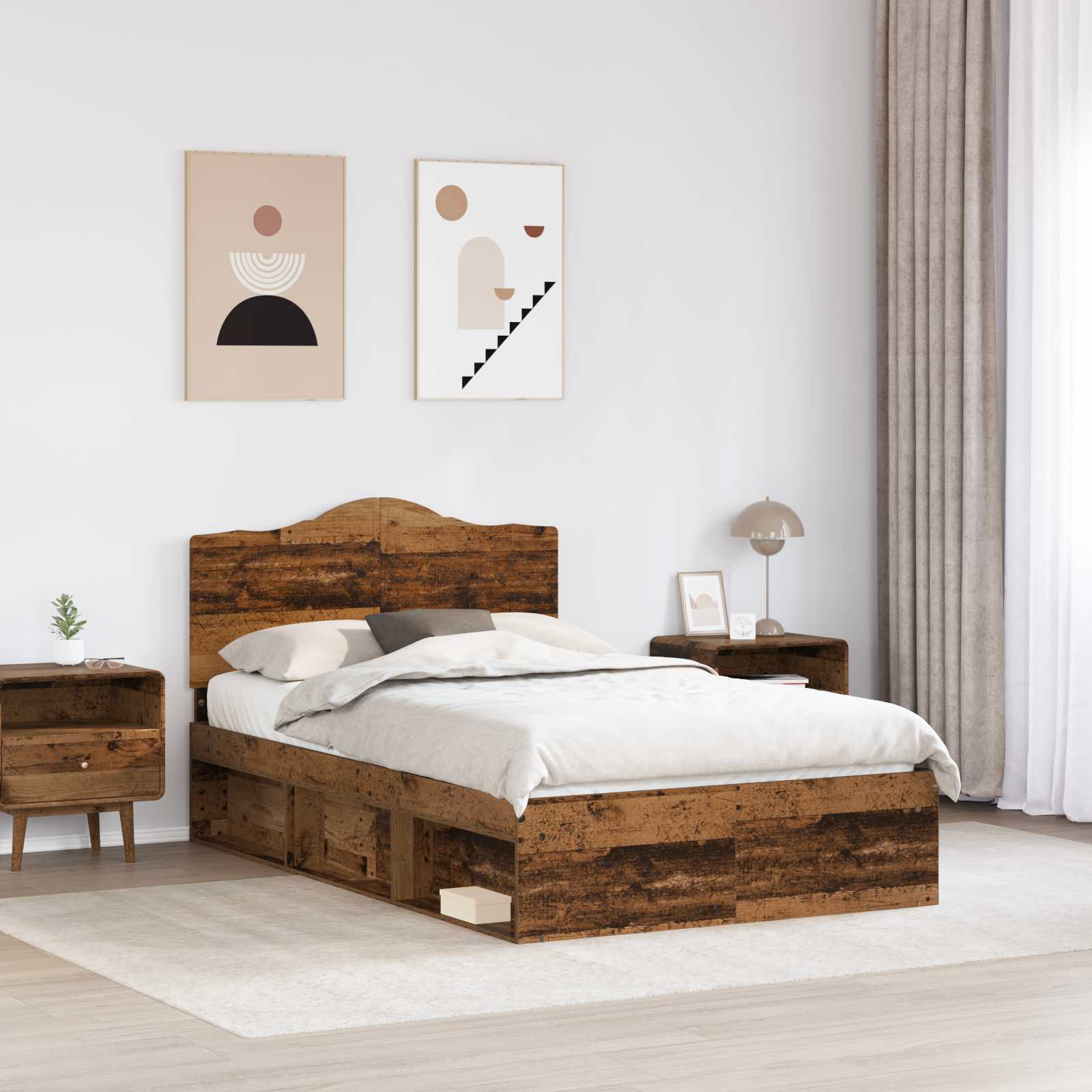 Krevetna konstrukcija s uzglavljem Staro drvo 120 x 200 cm