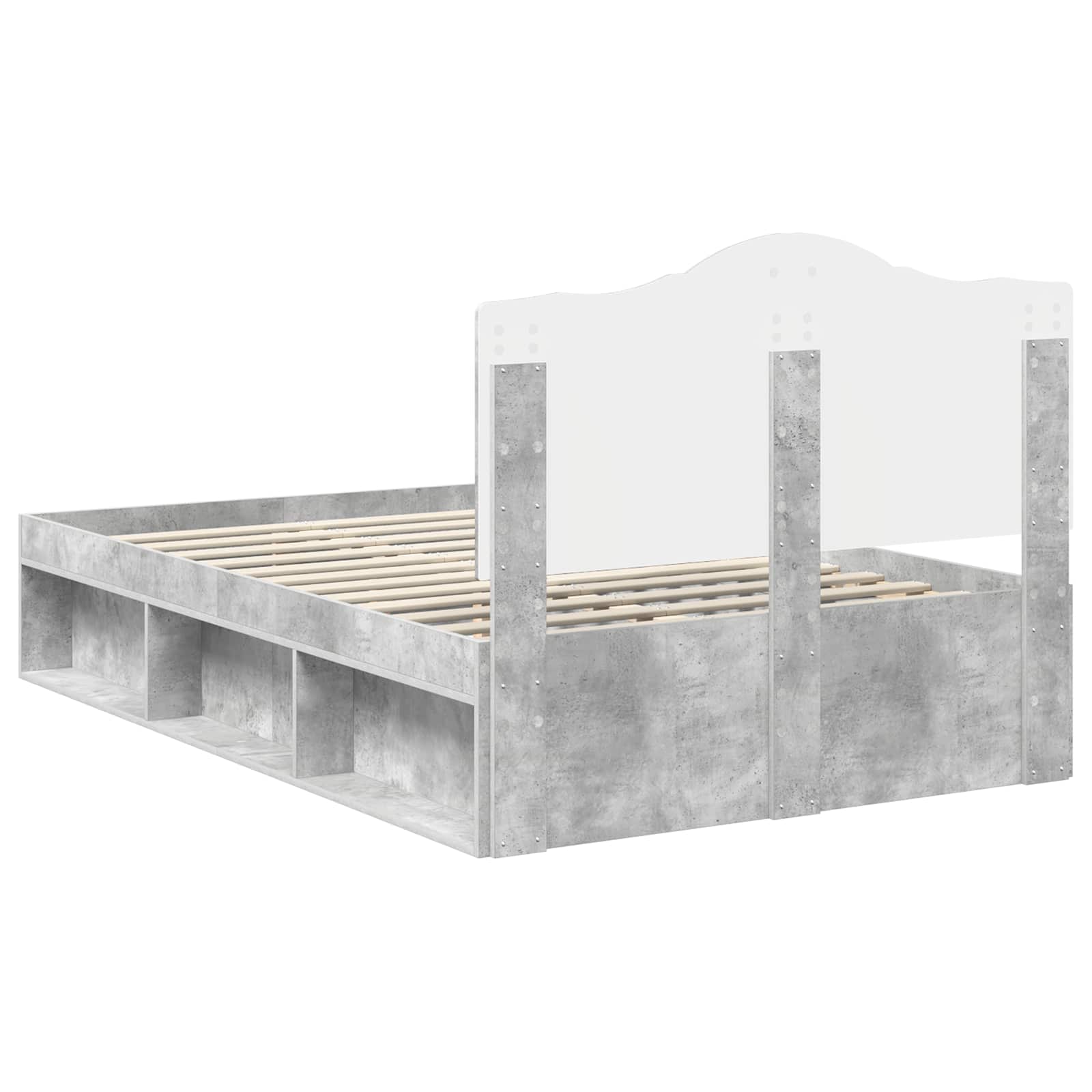 Krevetna konstrukcija Beton 120 x 190 cm Čvrsto borovo drvo