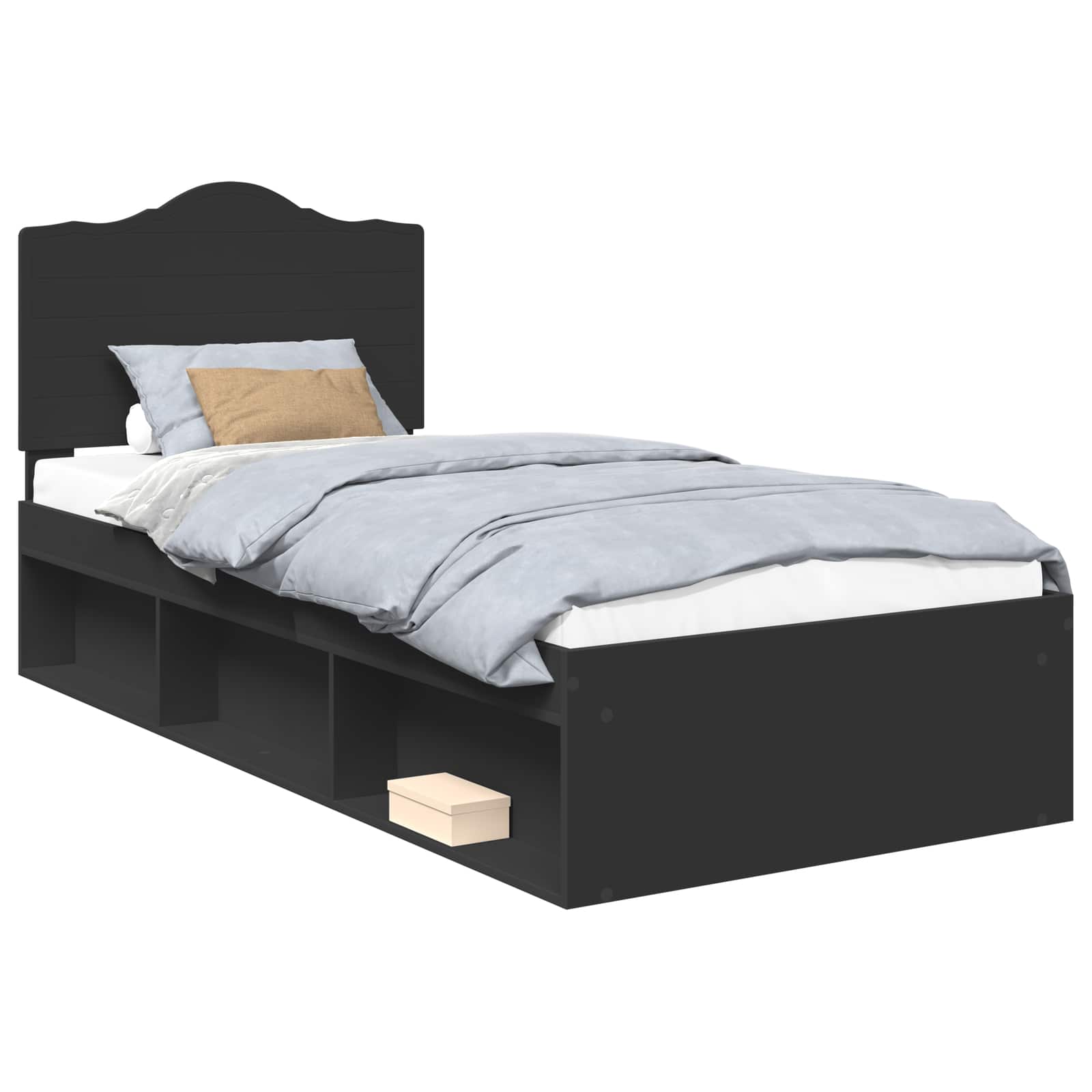 Krevetna konstrukcija Crna 90 x 190 cm Čvrsto borovo drvo