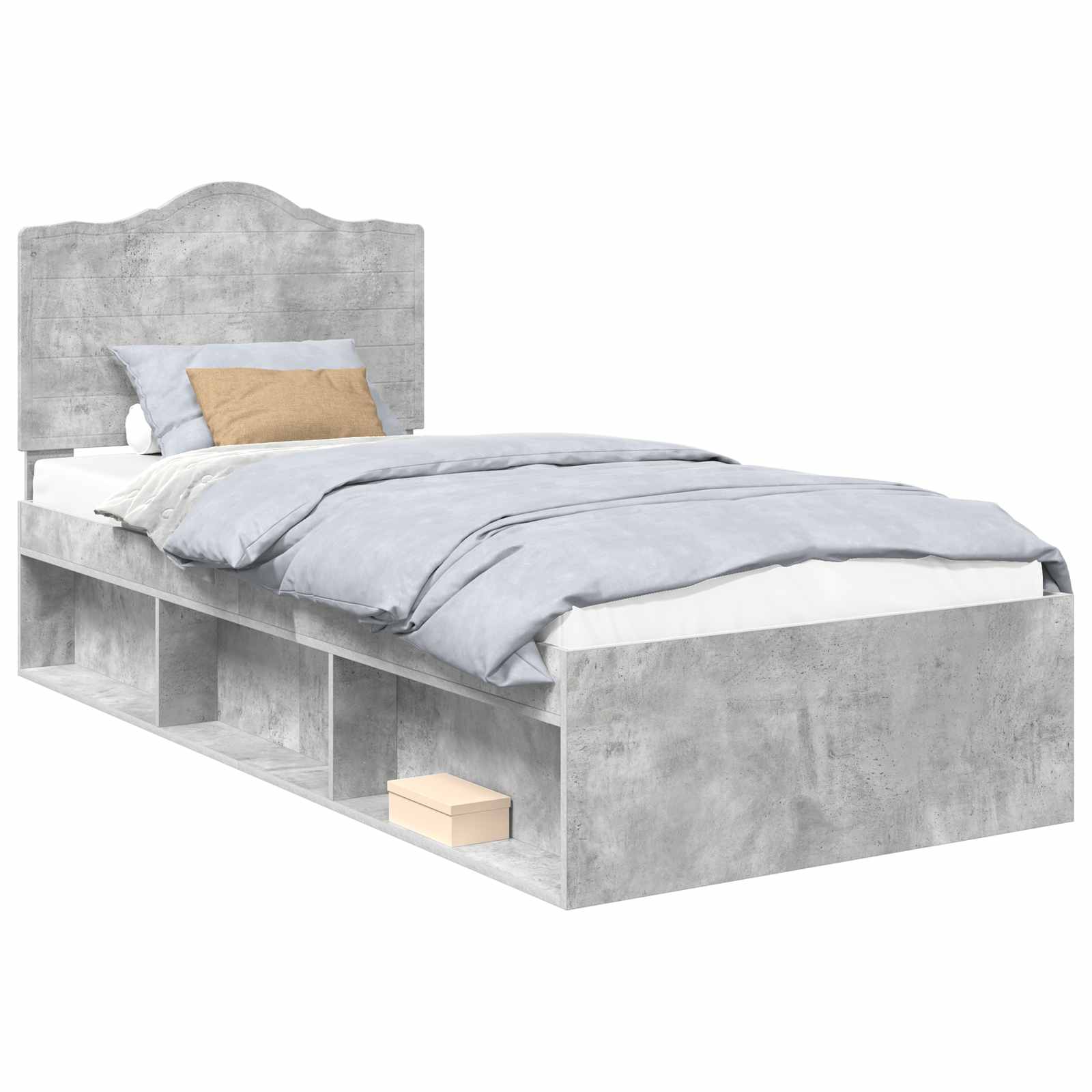 Krevetna konstrukcija s uzglavljem Betonska siva 90 x 190 cm