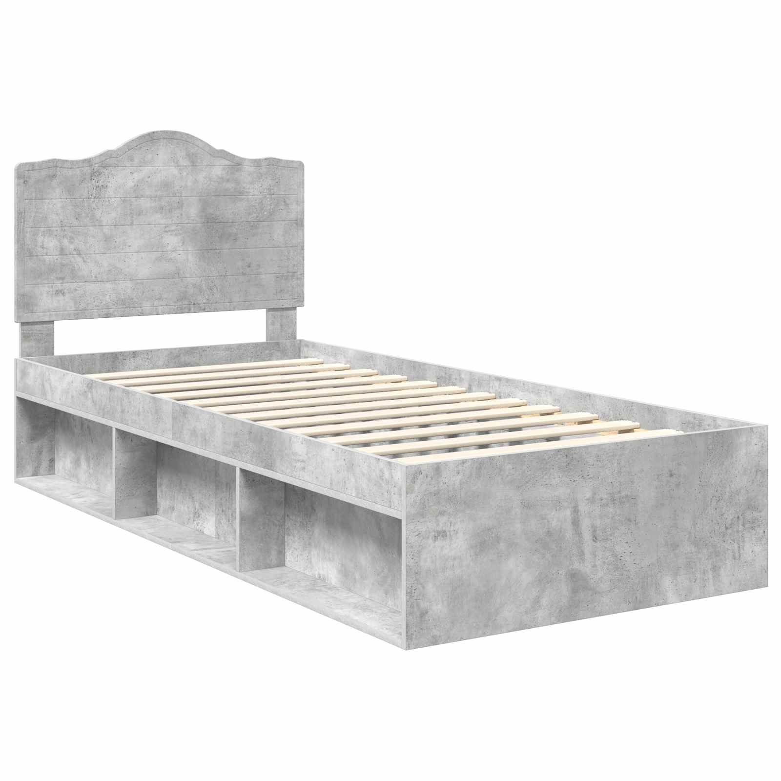 Krevetna konstrukcija s uzglavljem Betonska siva 90 x 190 cm