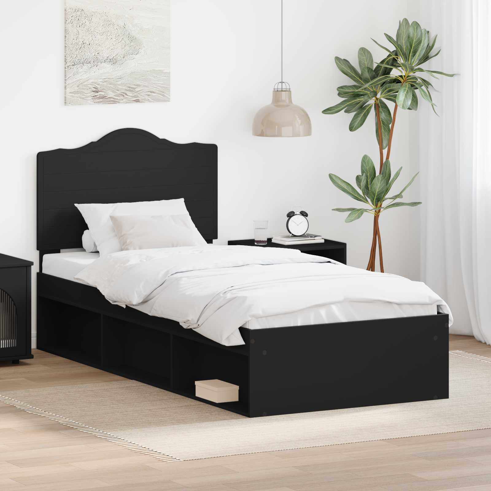 Krevetna konstrukcija Crna 75 x 190 cm Čvrsto borovo drvo