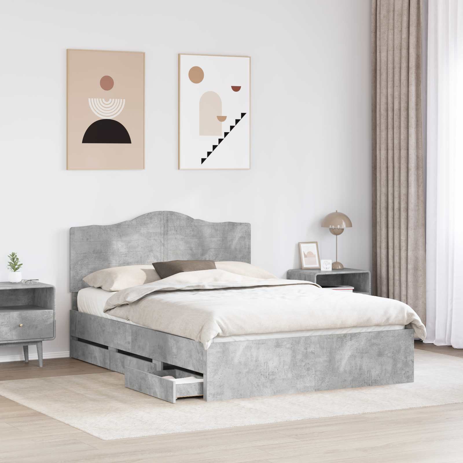 Krevetna konstrukcija s ladicama Betonska siva 150 x 200 cm