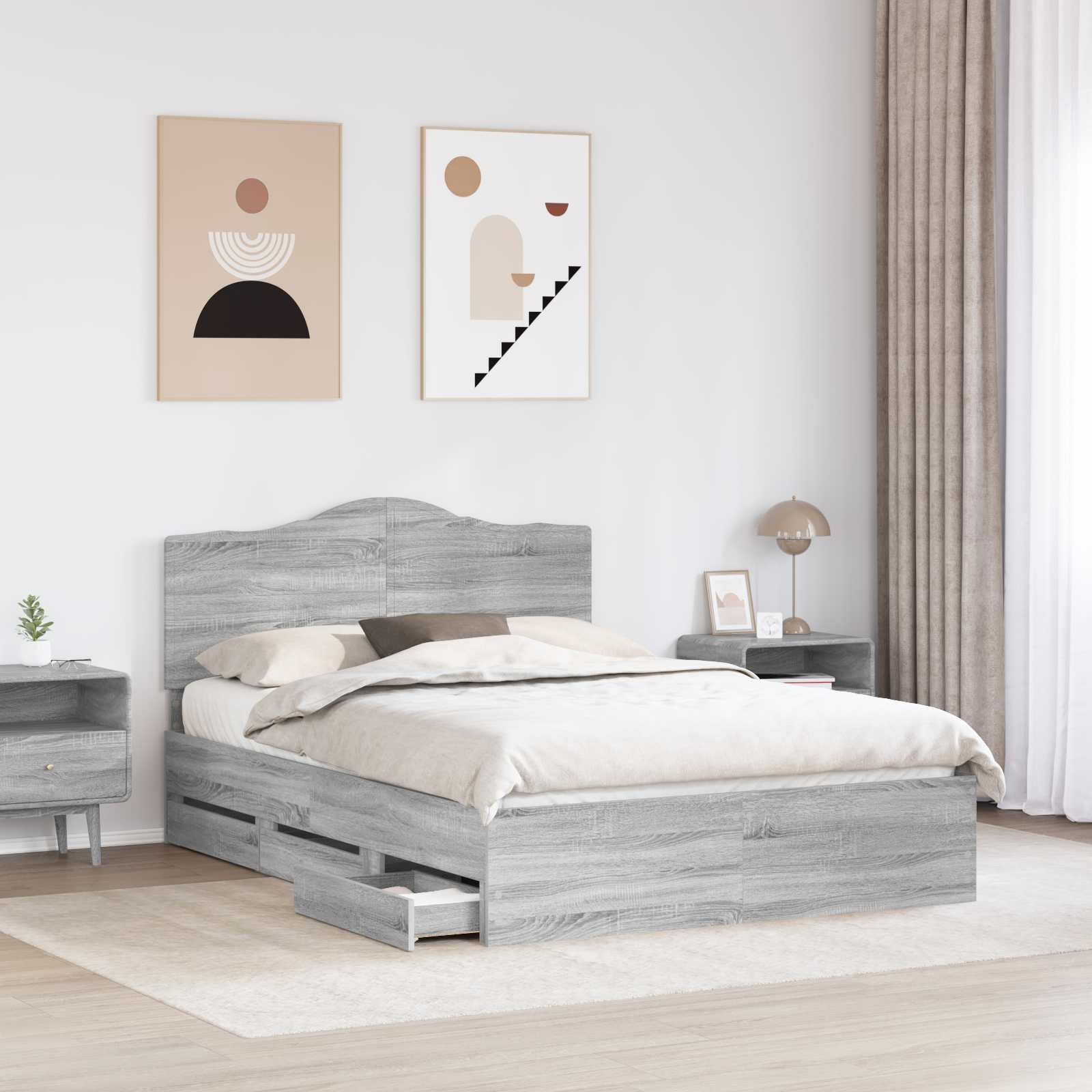 Krevetna konstrukcija Siva sonoma 140 x 200 cm Inženjersko Drvo