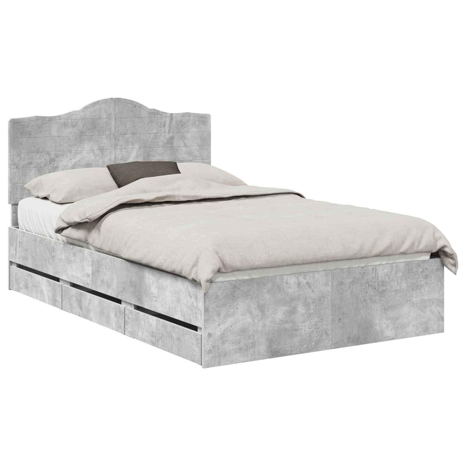 Krevetna konstrukcija s ladicama Betonsko Siva 135 x 190 cm