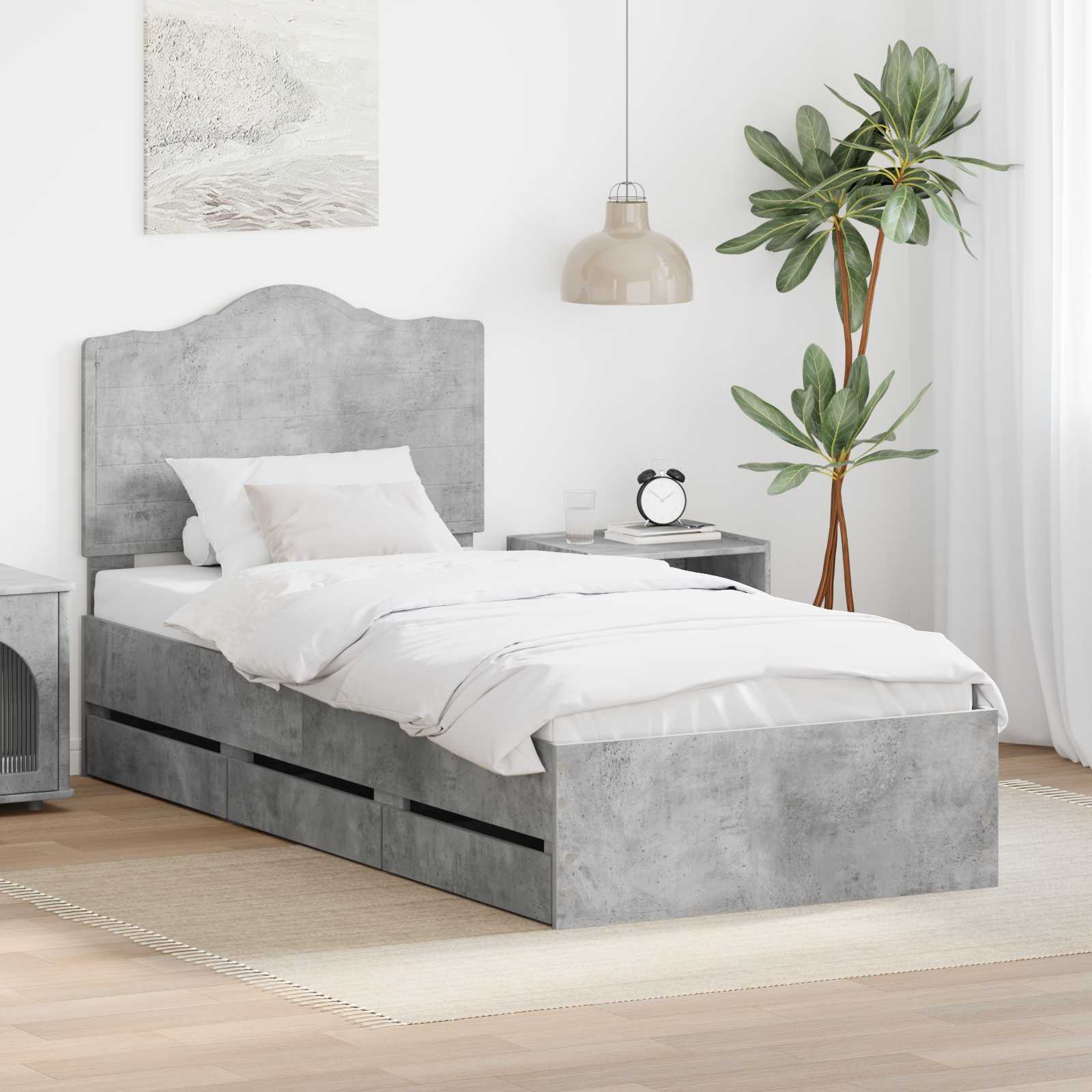 Krevetna konstrukcija s ladicama Betonsko Siva 90 x 200 cm