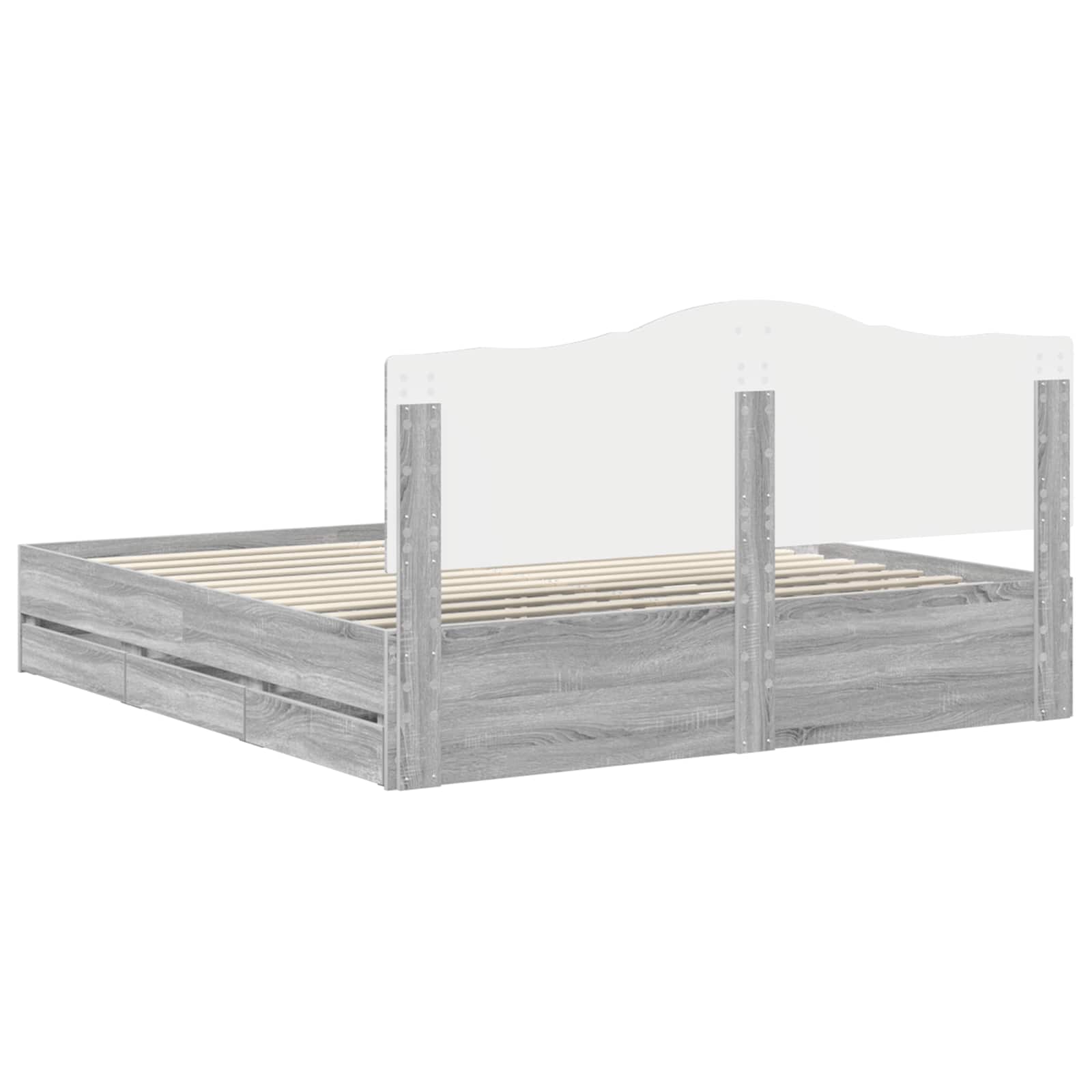 Krevet s od storage Siva Sonoma 200 x 200 cm Konstruirano drvo