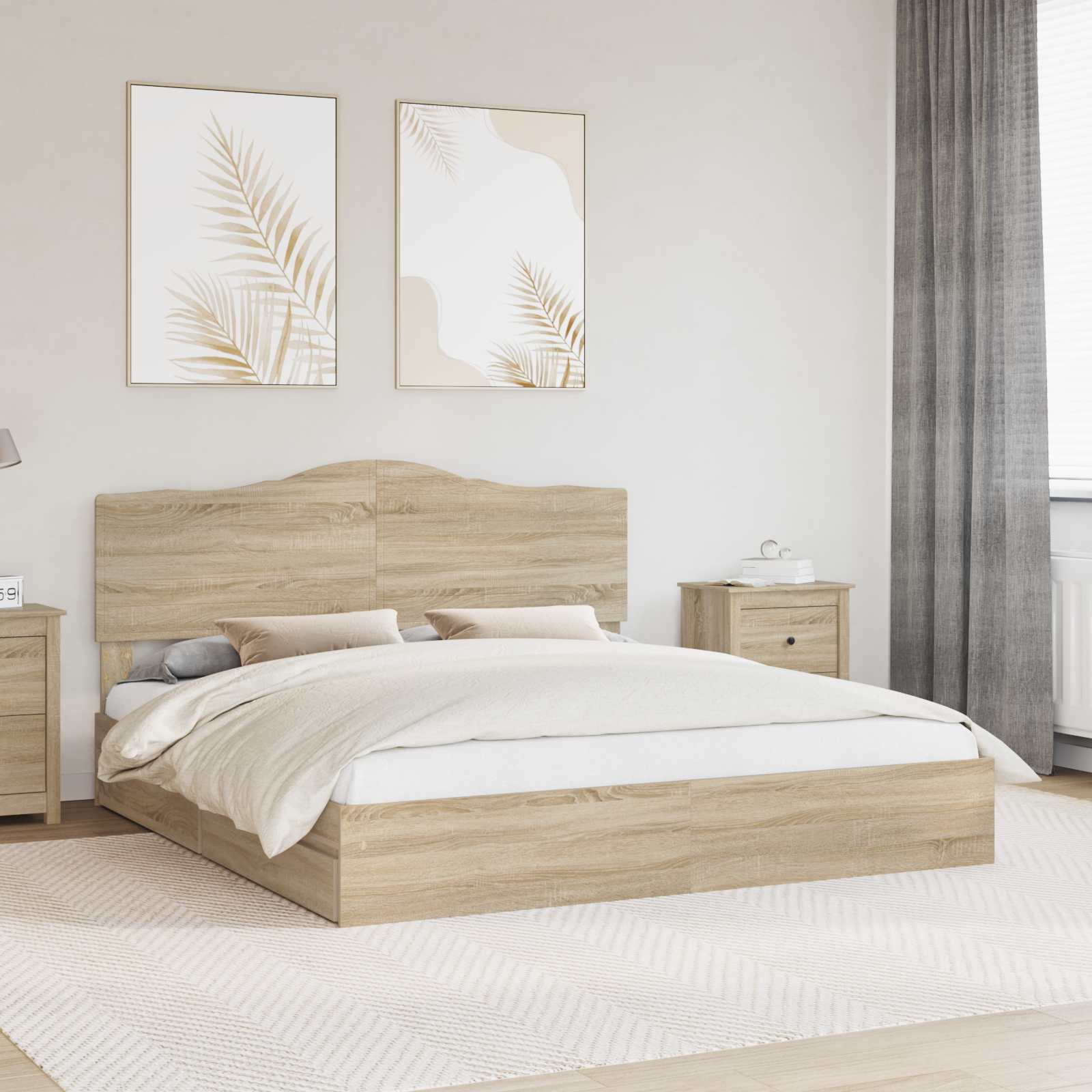 Krevet s od storage Sonoma hrast 180 x 200 cm Konstruirano drvo