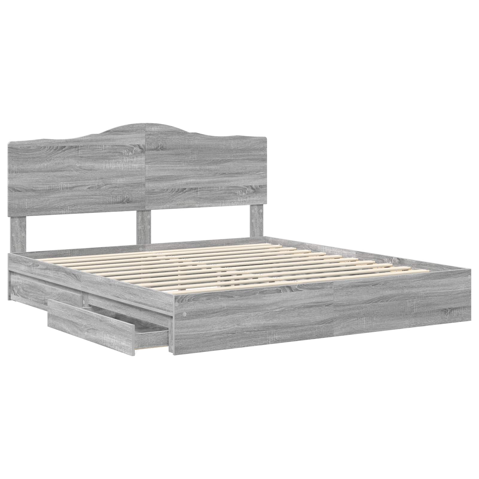 Krevet s od storage Siva Sonoma 180 x 200 cm Konstruirano drvo