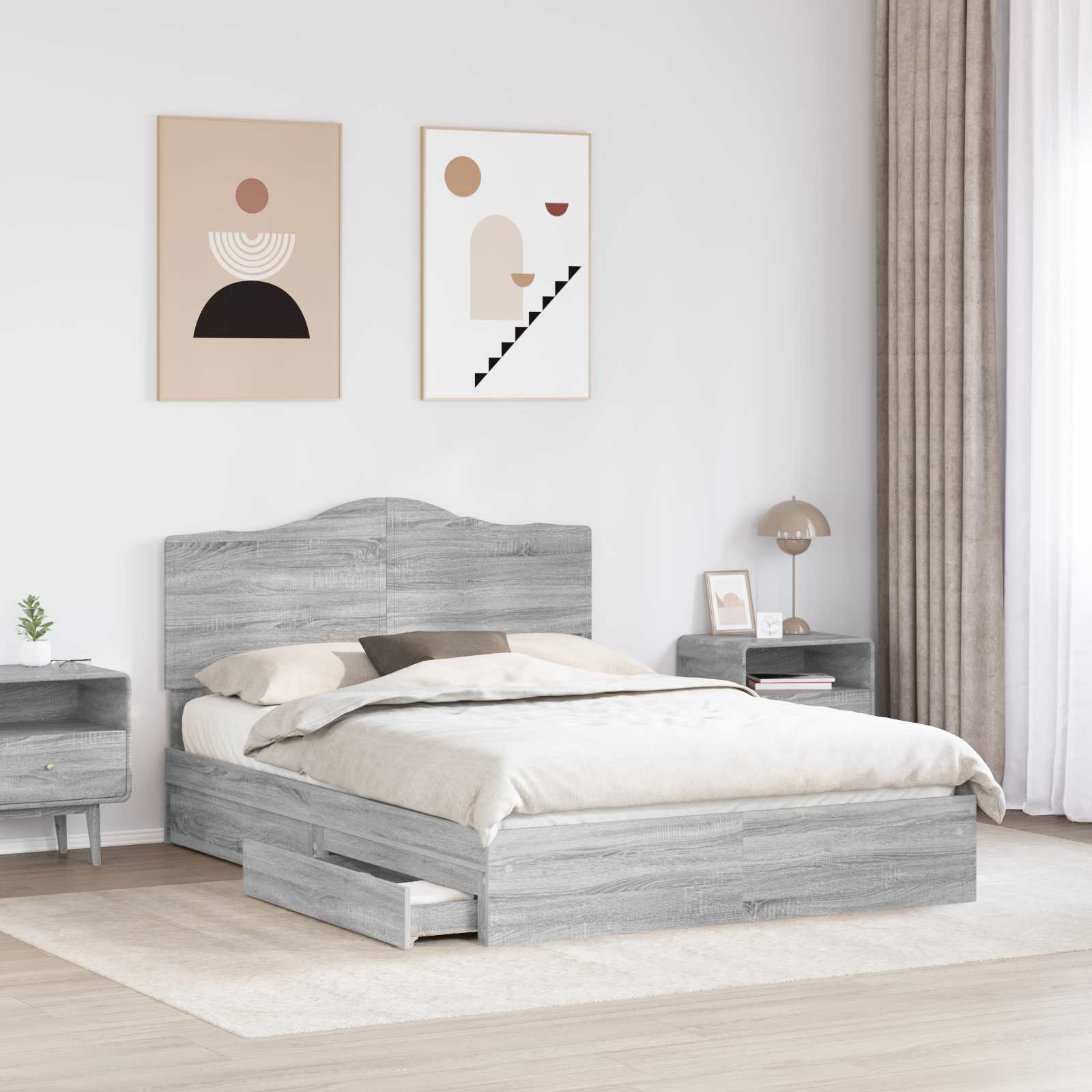Krevet s od storage Siva Sonoma 160 x 200 cm Konstruirano drvo