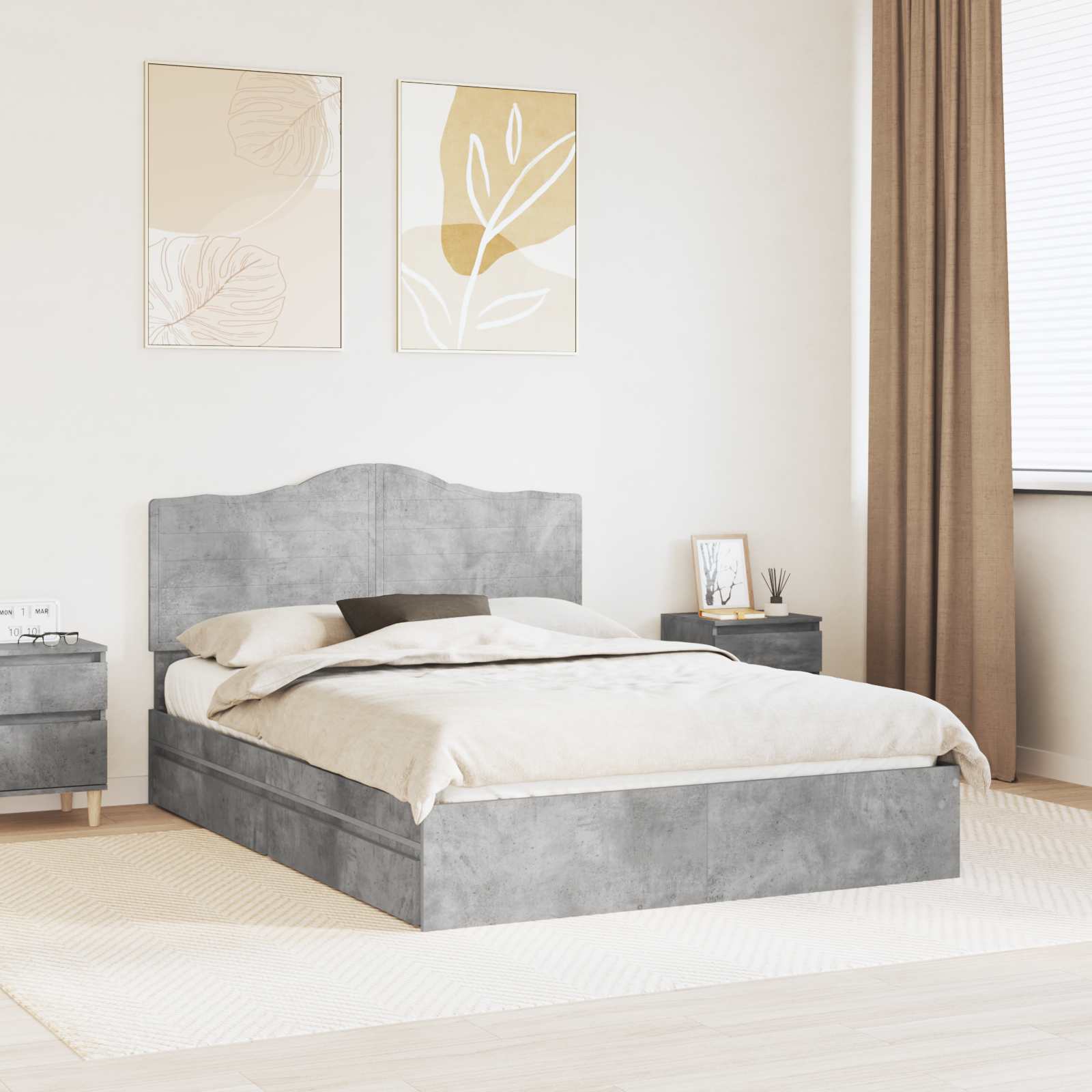 Krevet s od storage s ladicama Betonski sivi 150 x 200 cm