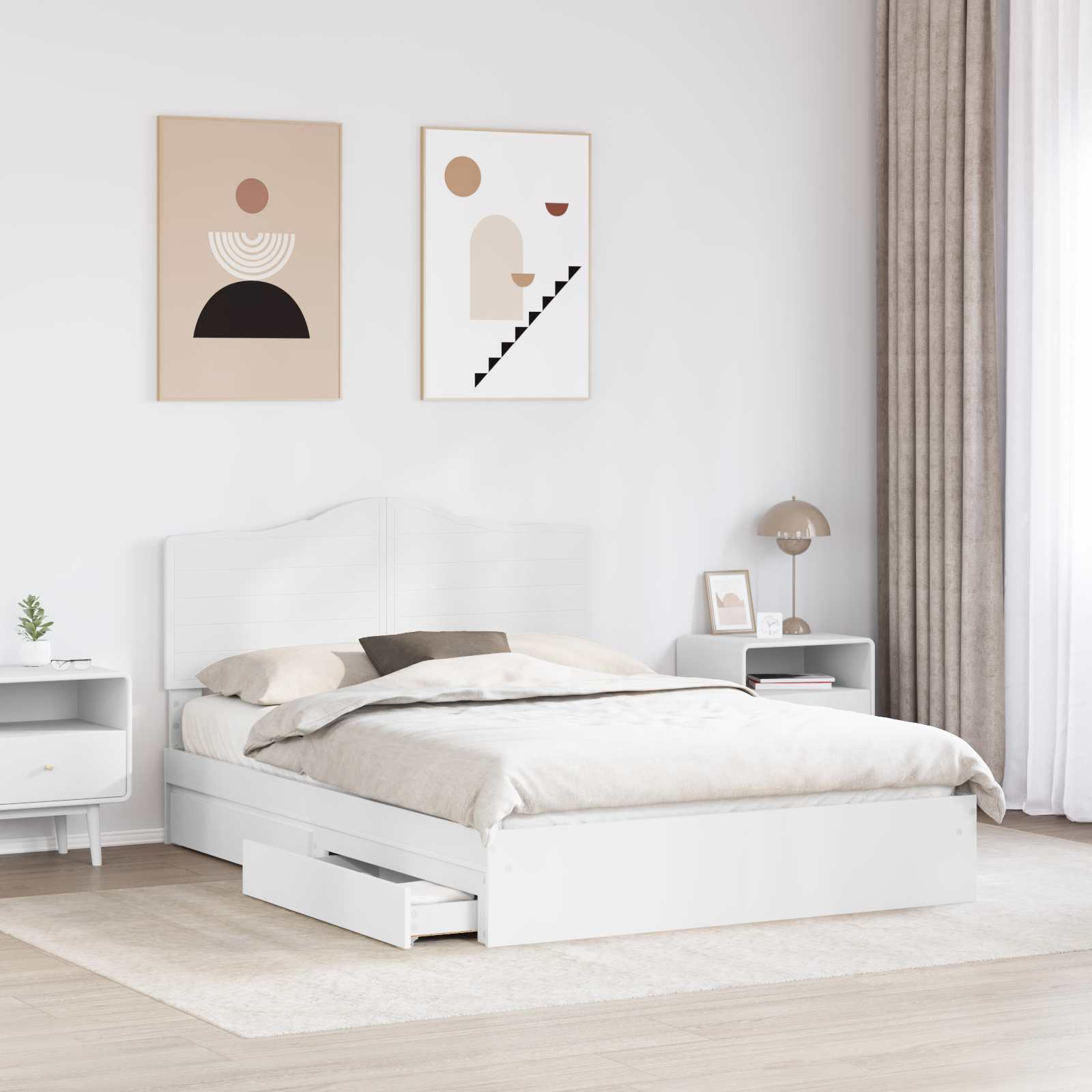 Krevet s od storage Bijelo 140 x 200 cm Konstruirano drvo