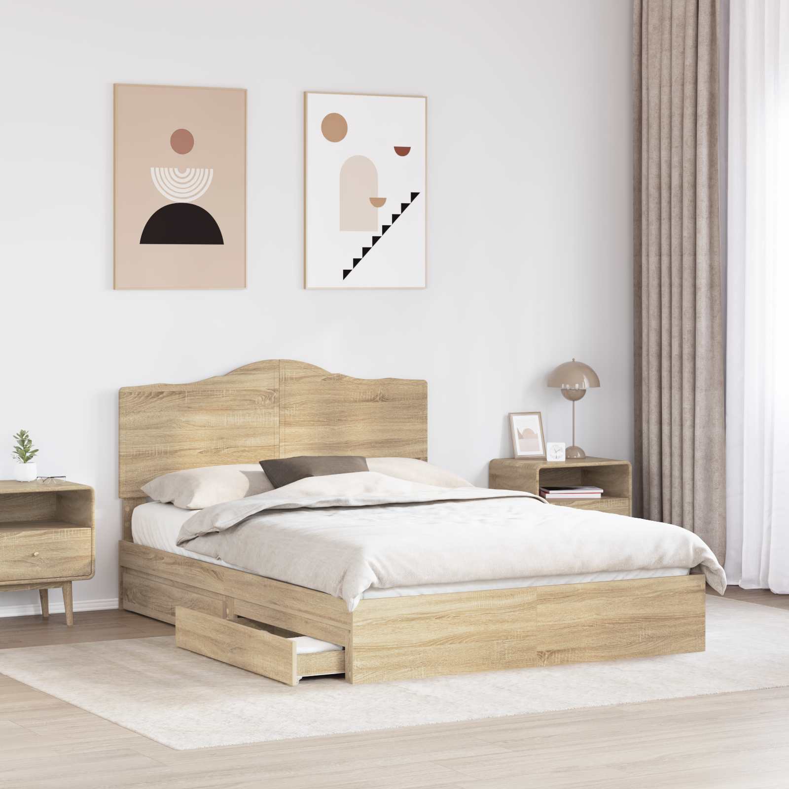 Krevet s od storage Sonoma hrast 140 x 200 cm Konstruirano drvo