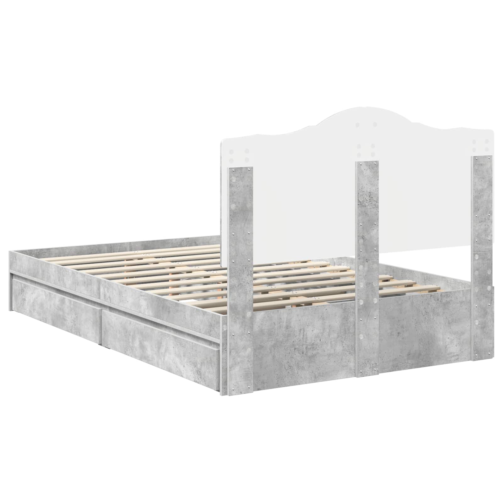 Krevet s od storage s uzglavljem Betonski sivi 135 x 190 cm