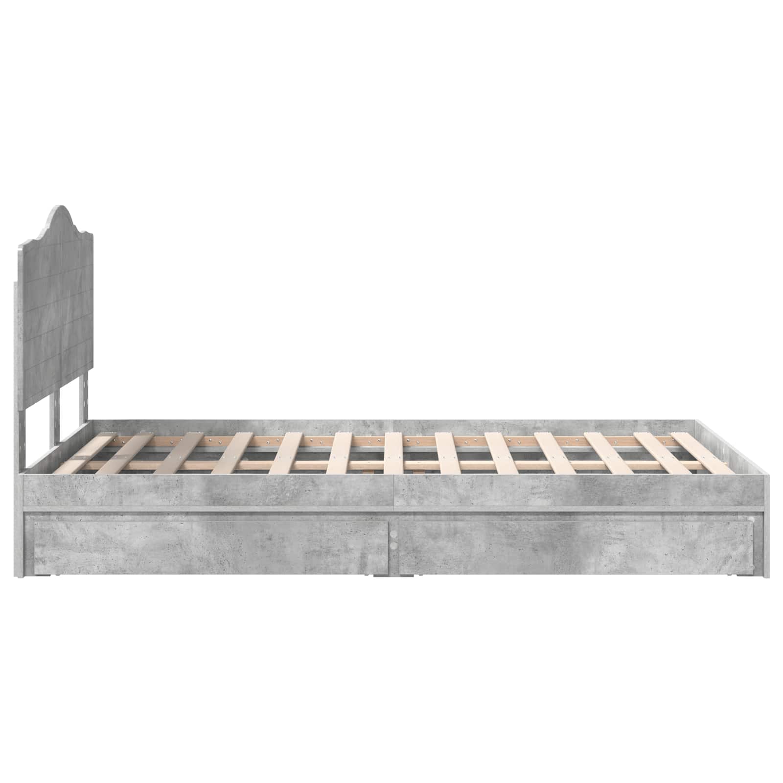 Krevet s od storage s uzglavljem Betonski sivi 135 x 190 cm