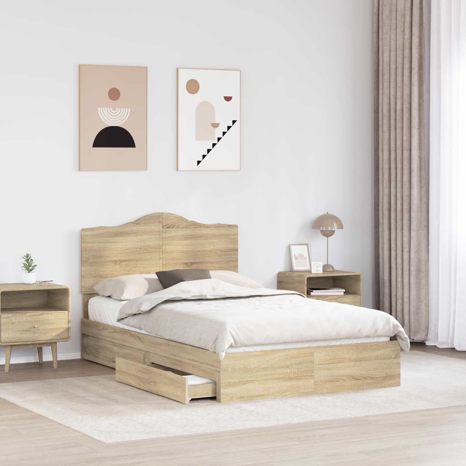 Krevet s od storage Sonoma hrast 120 x 200 cm Konstruirano drvo