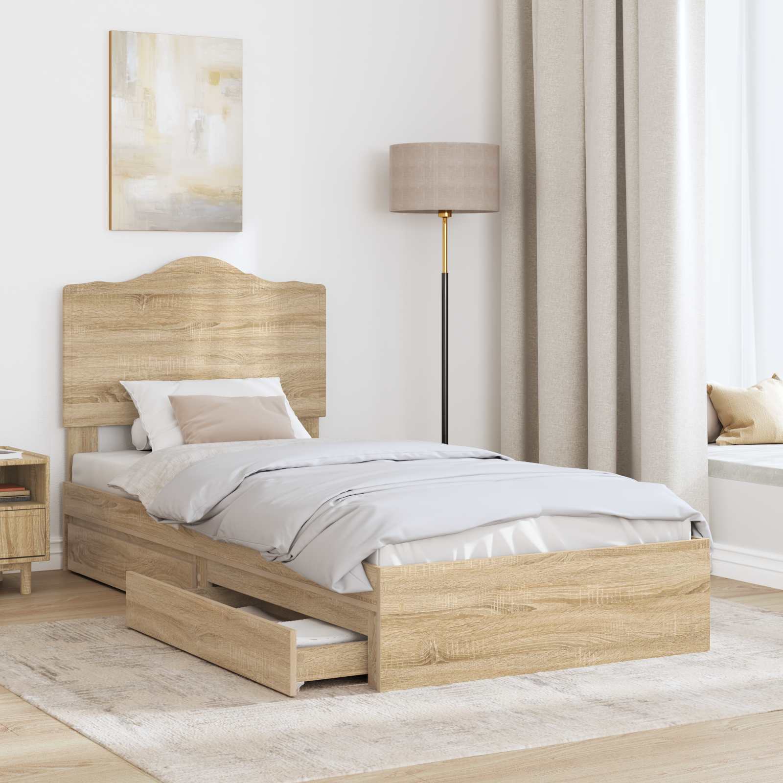 Krevet s od storage Sonoma hrast 100 x 200 cm Konstruirano drvo