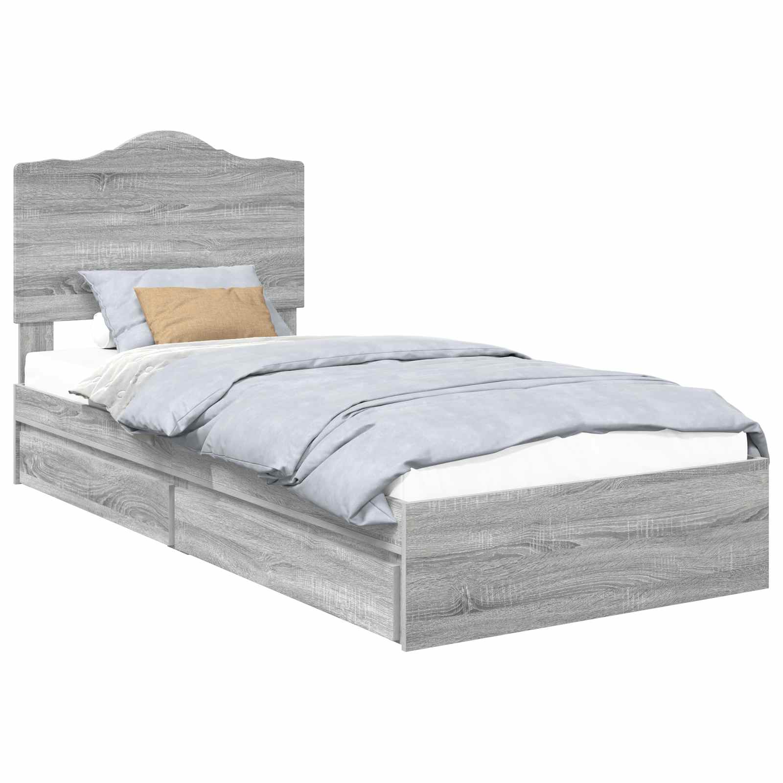 Krevet s od storage Siva Sonoma 100 x 200 cm Konstruirano drvo